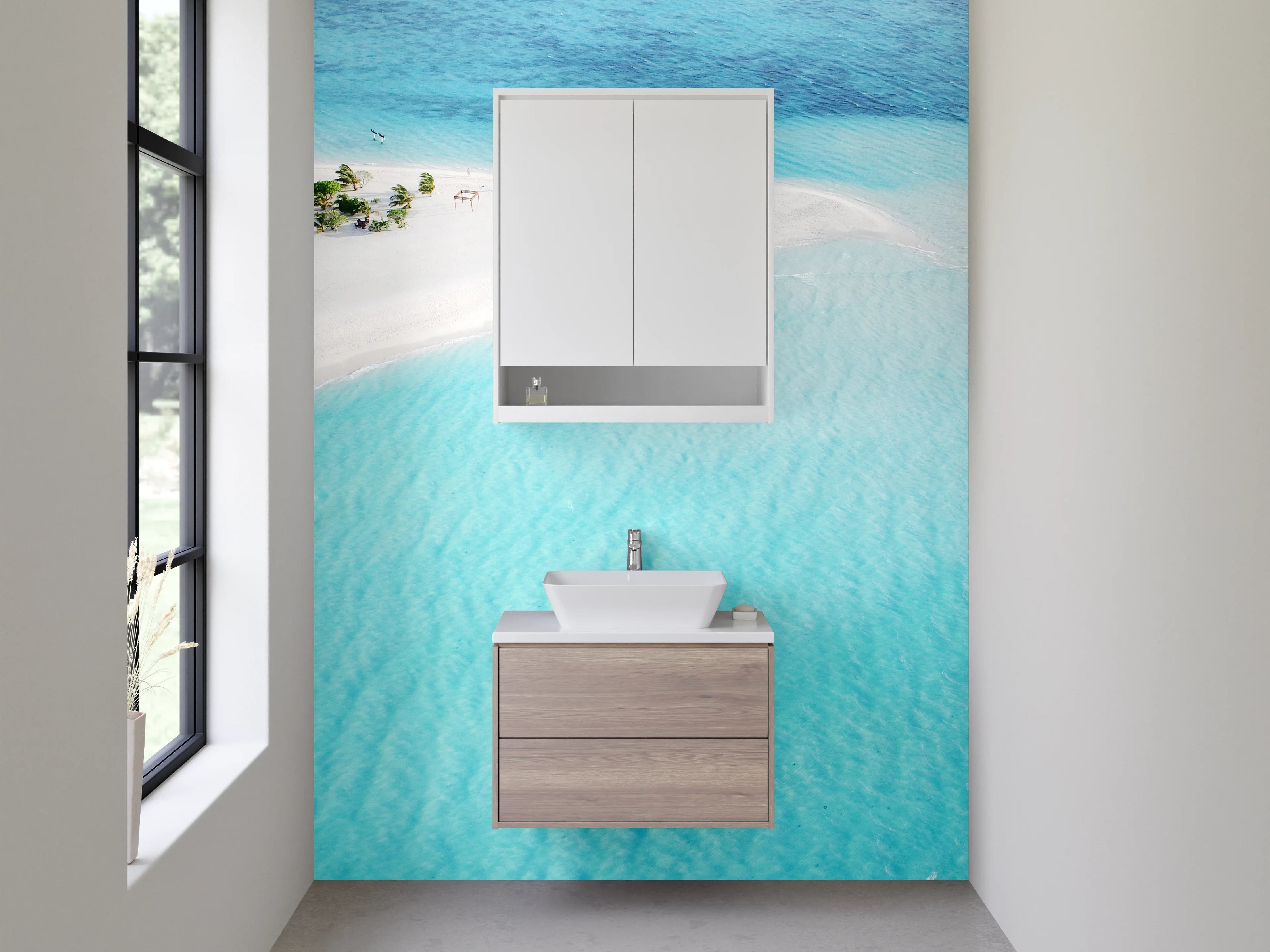 Waschbecken-Rückwand - Paradiesische Insel – Türkisblaues Meer