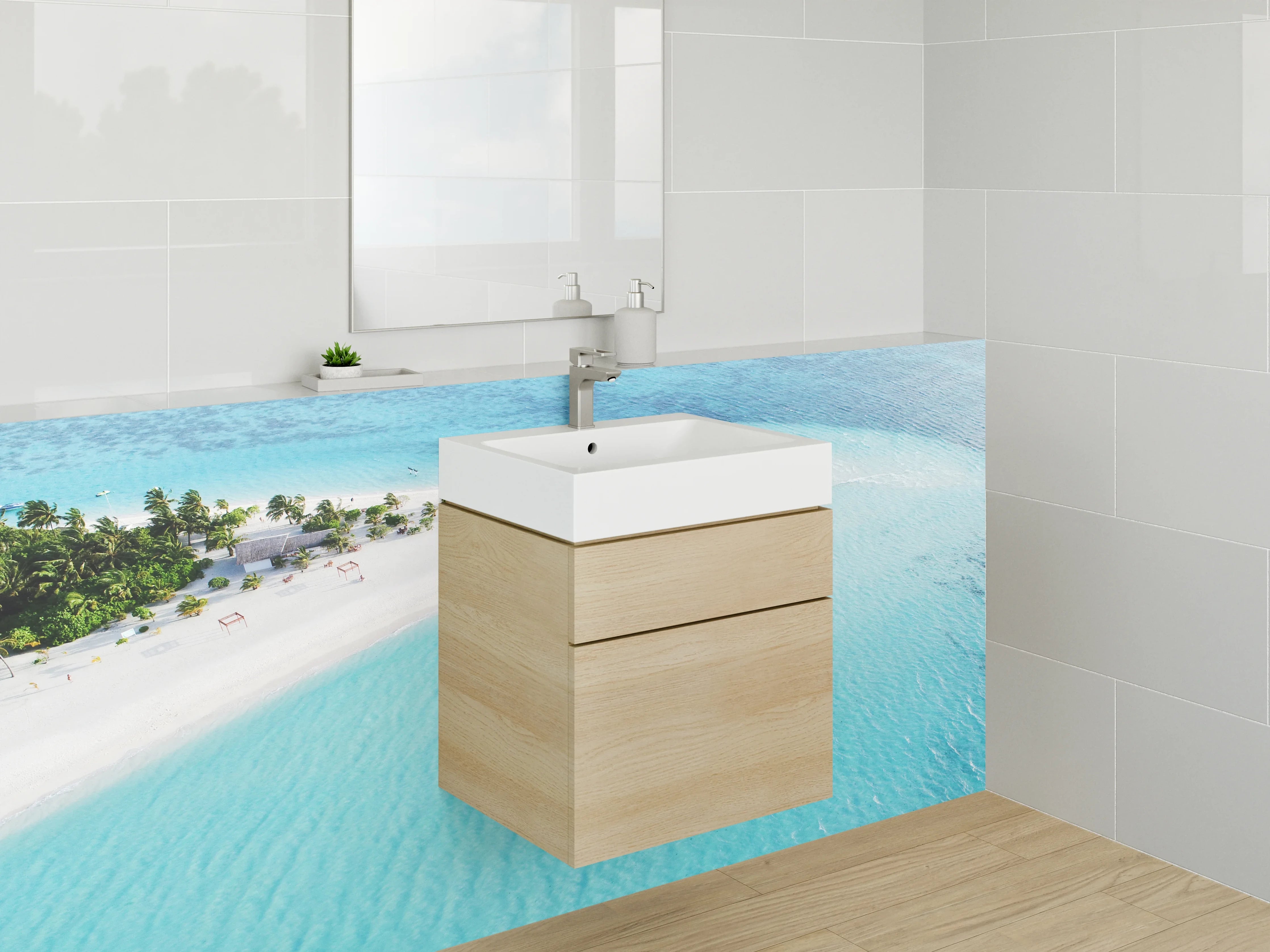 Waschbecken-Rückwand - Paradiesische Insel – Türkisblaues Meer