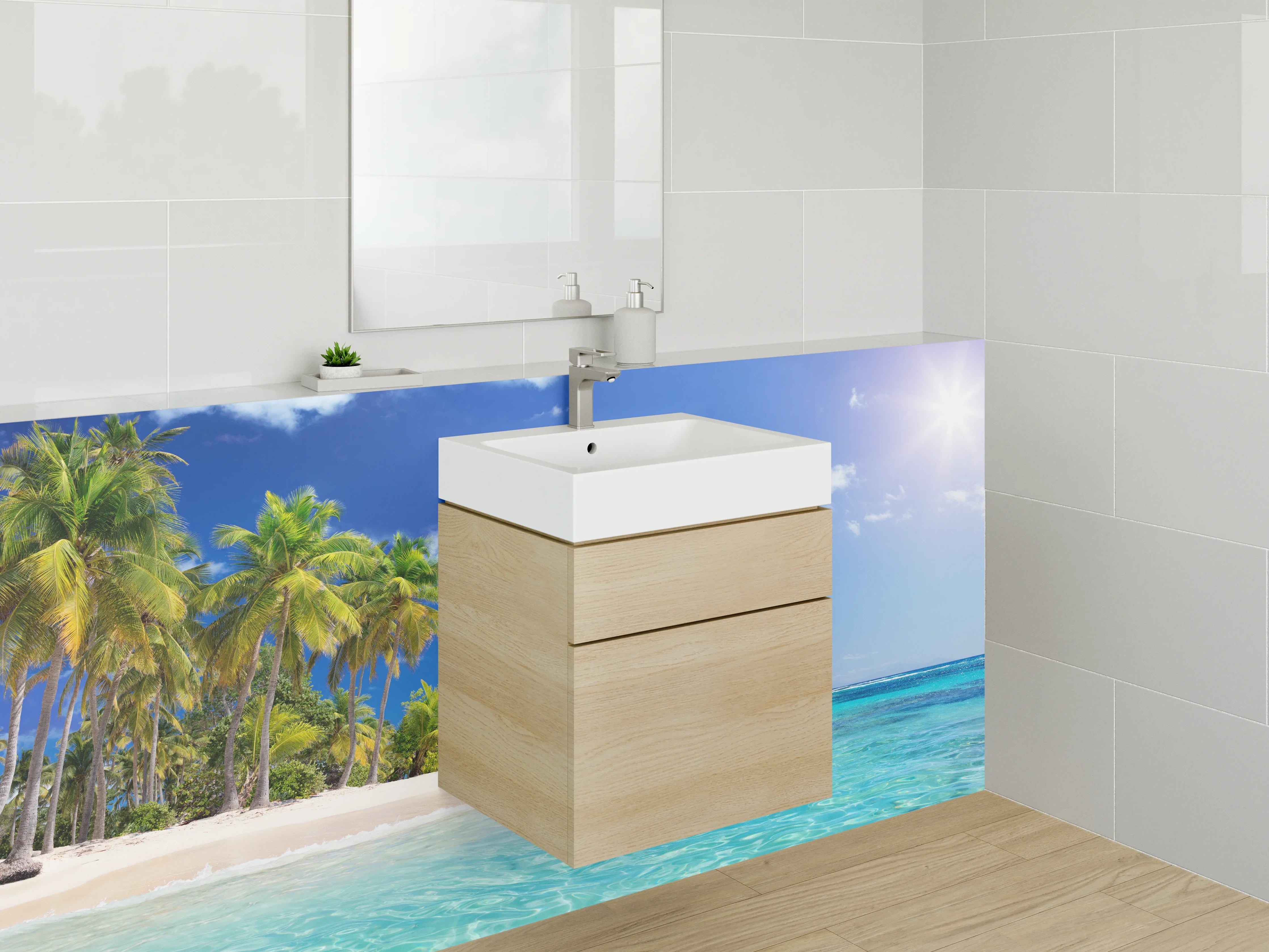 Waschbecken-Rückwand - Paradiesische Karibik Strand Oase