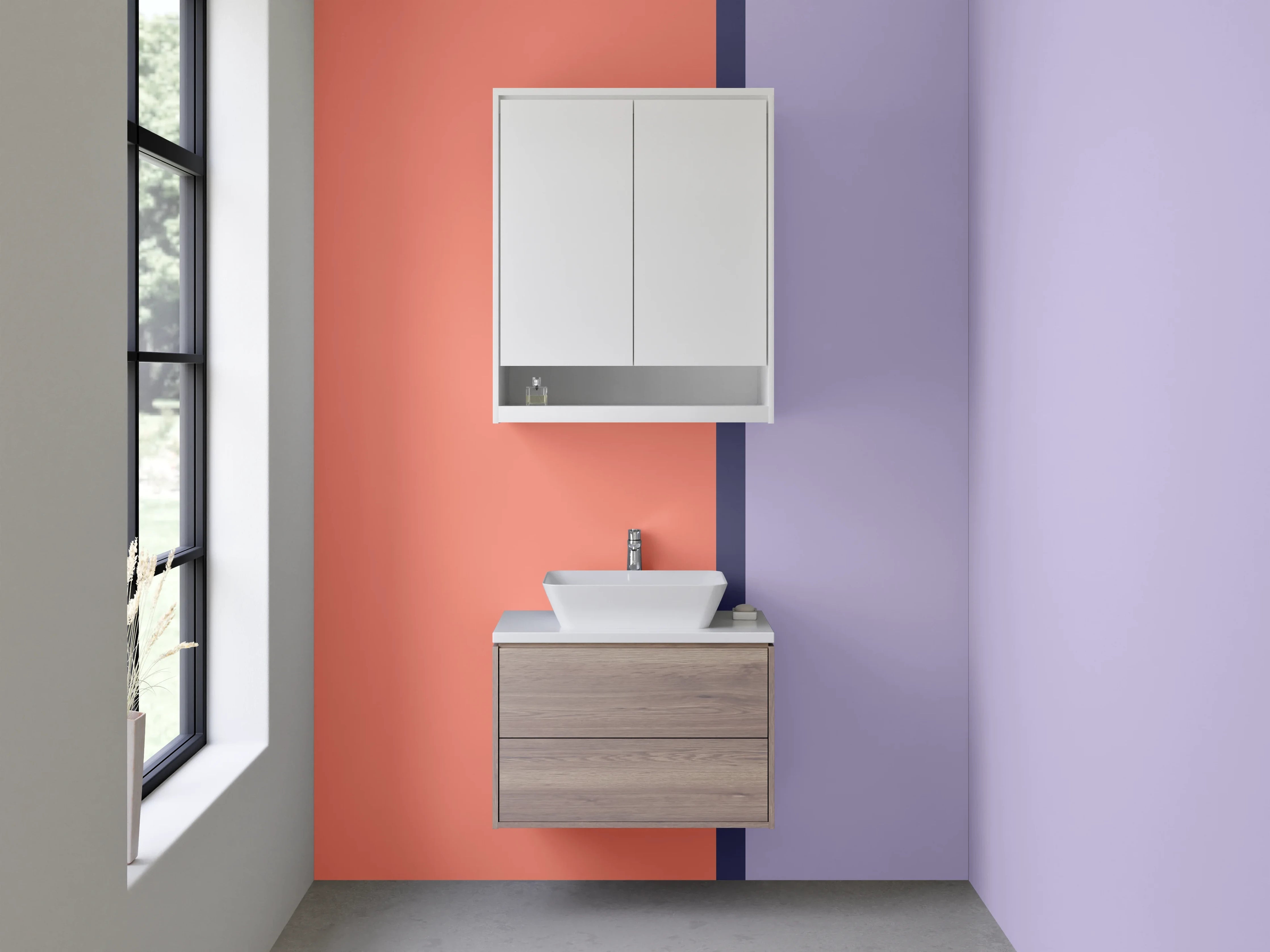 Waschbecken-Rückwand - Pastellfarbenes Farbblock-Design