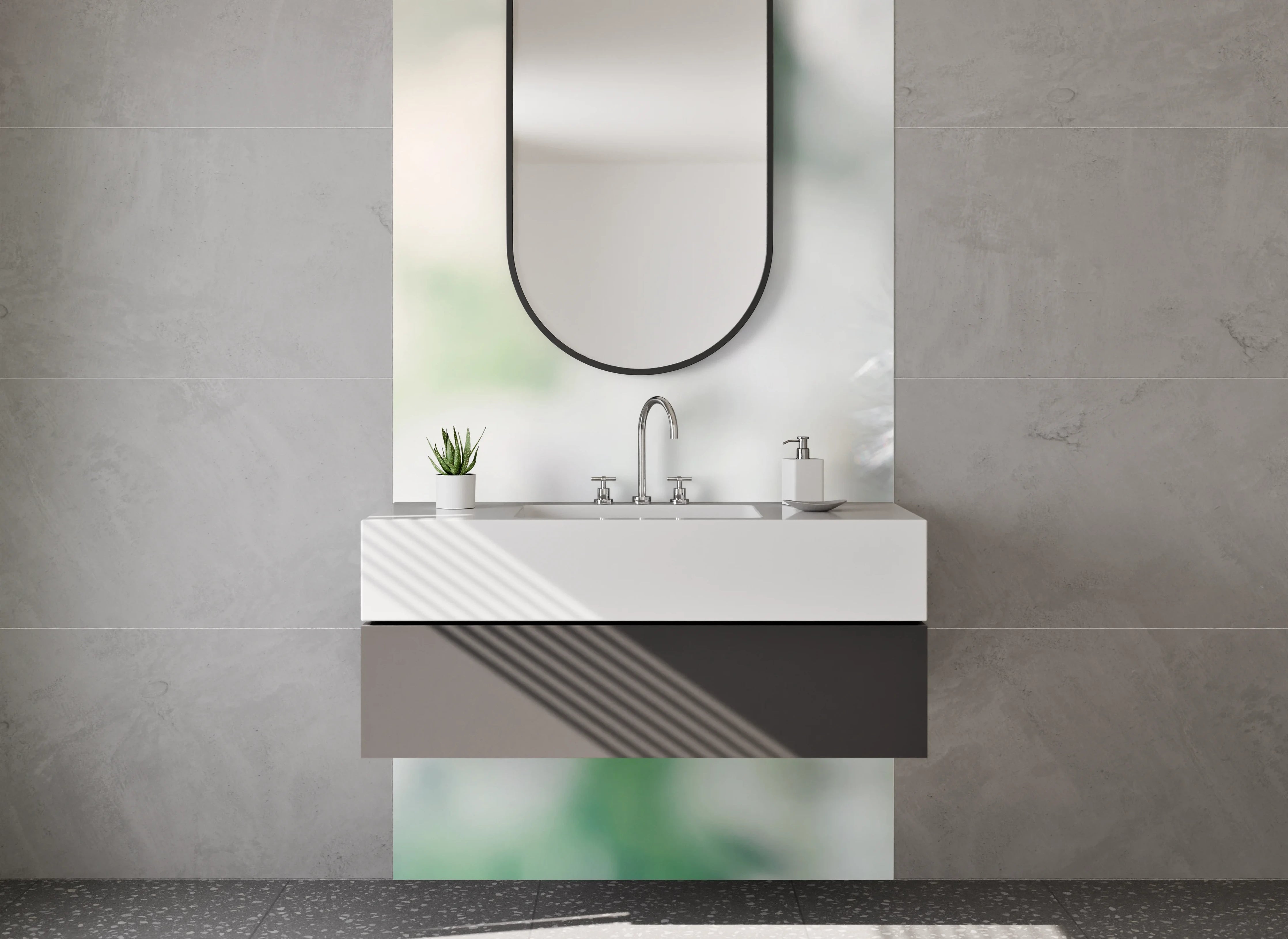 Waschbecken-Rückwand - Pusteblume Makro auf weiß-grün