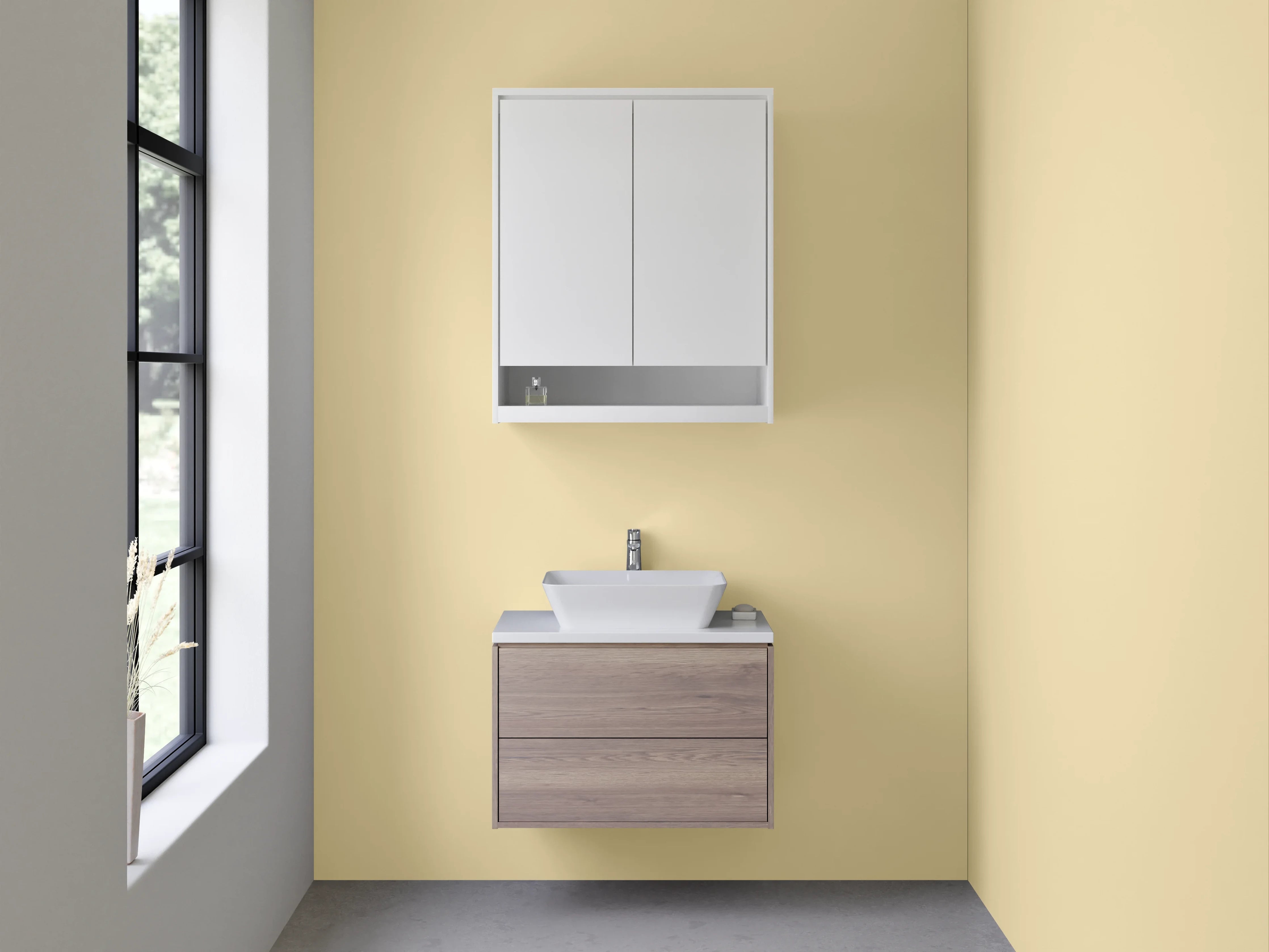 Waschbecken-Rückwand - RAL 1014 Elfenbeinfarbenes Beige