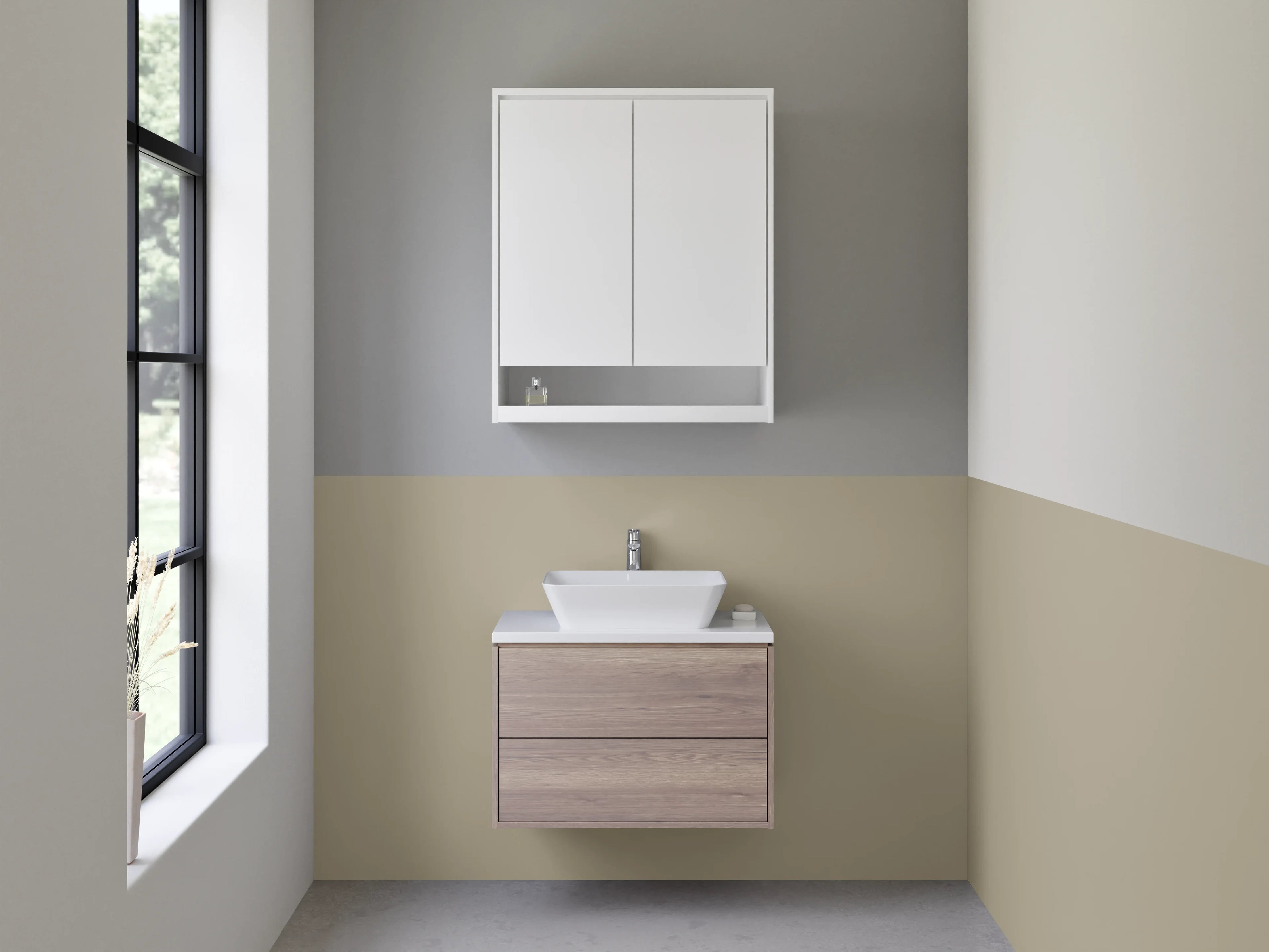 Waschbecken-Rückwand - RAL 1035 Perlmuttbeige