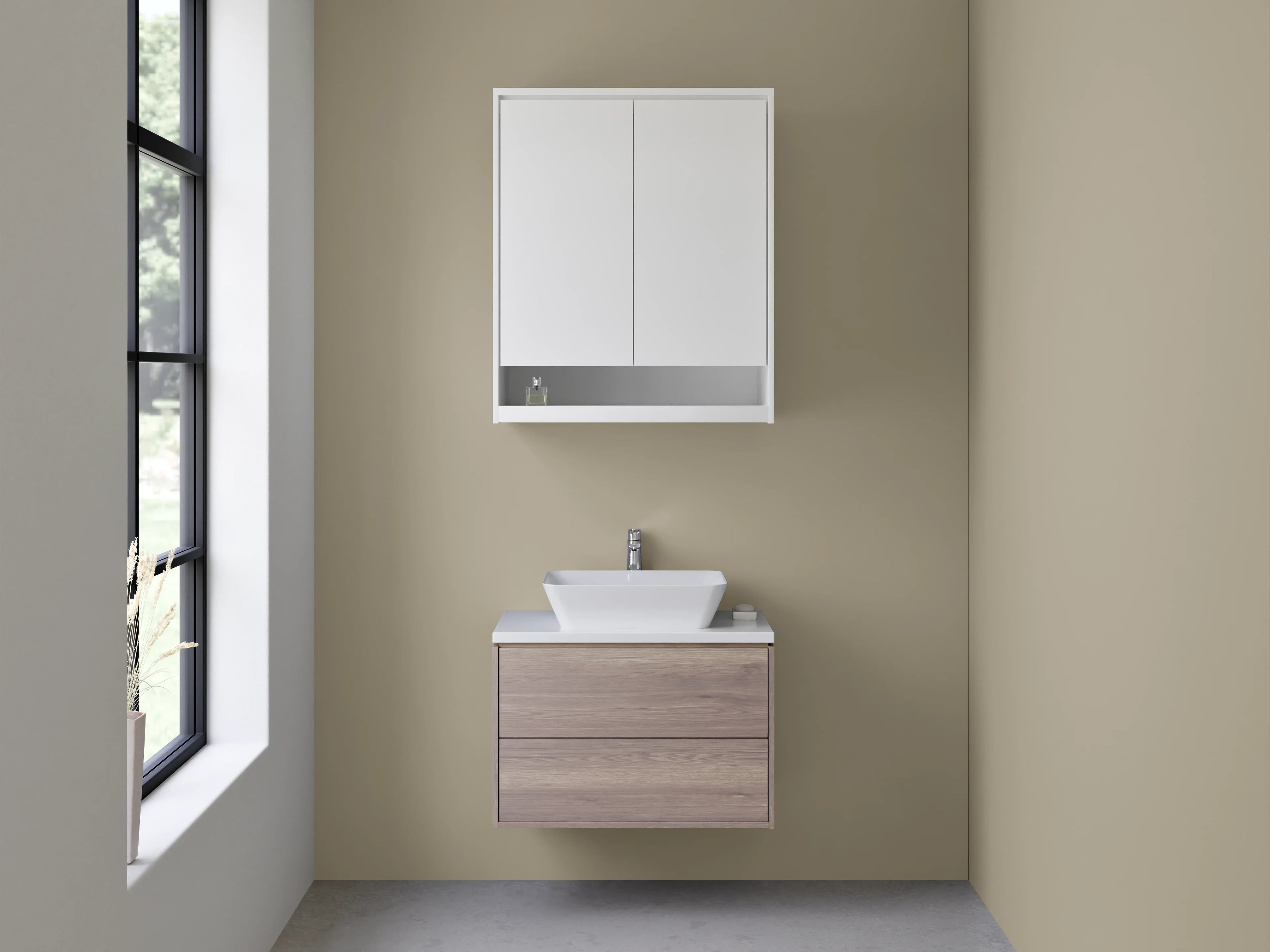Waschbecken-Rückwand - RAL 1035 Perlmuttbeige