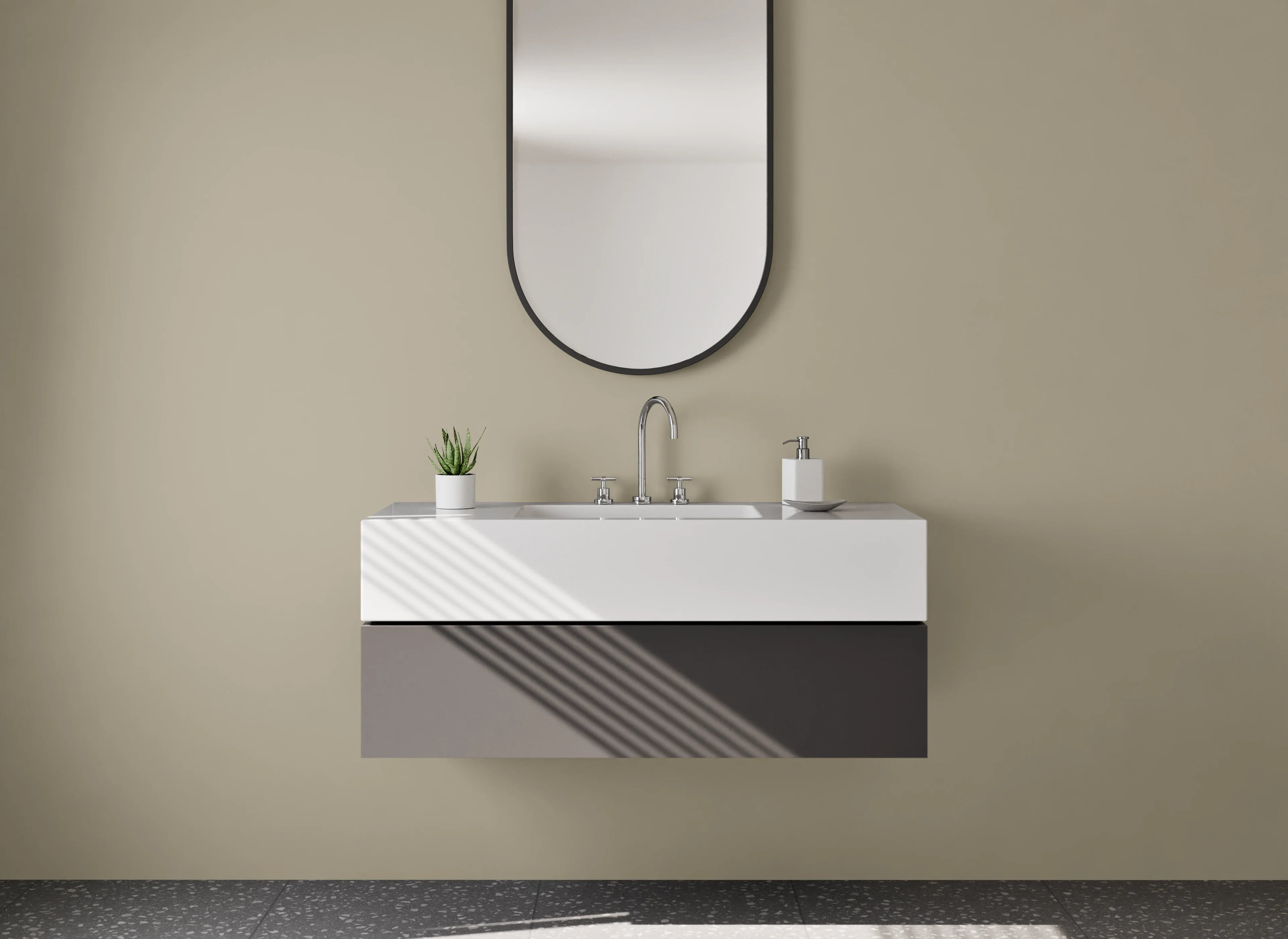 Waschbecken-Rückwand - RAL 1035 Perlmuttbeige