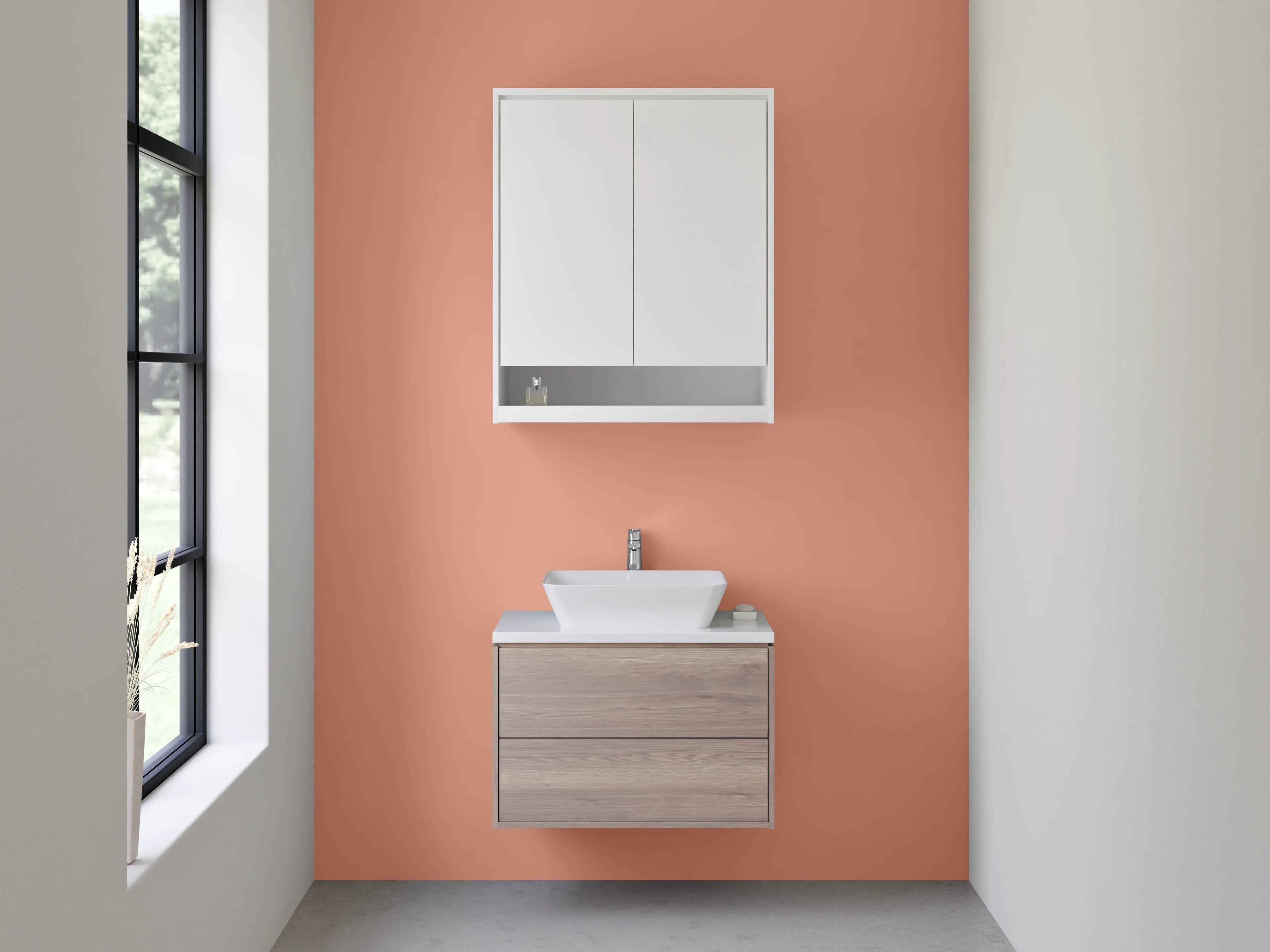 Waschbecken-Rückwand - RAL 3012 Beige Rotbraun