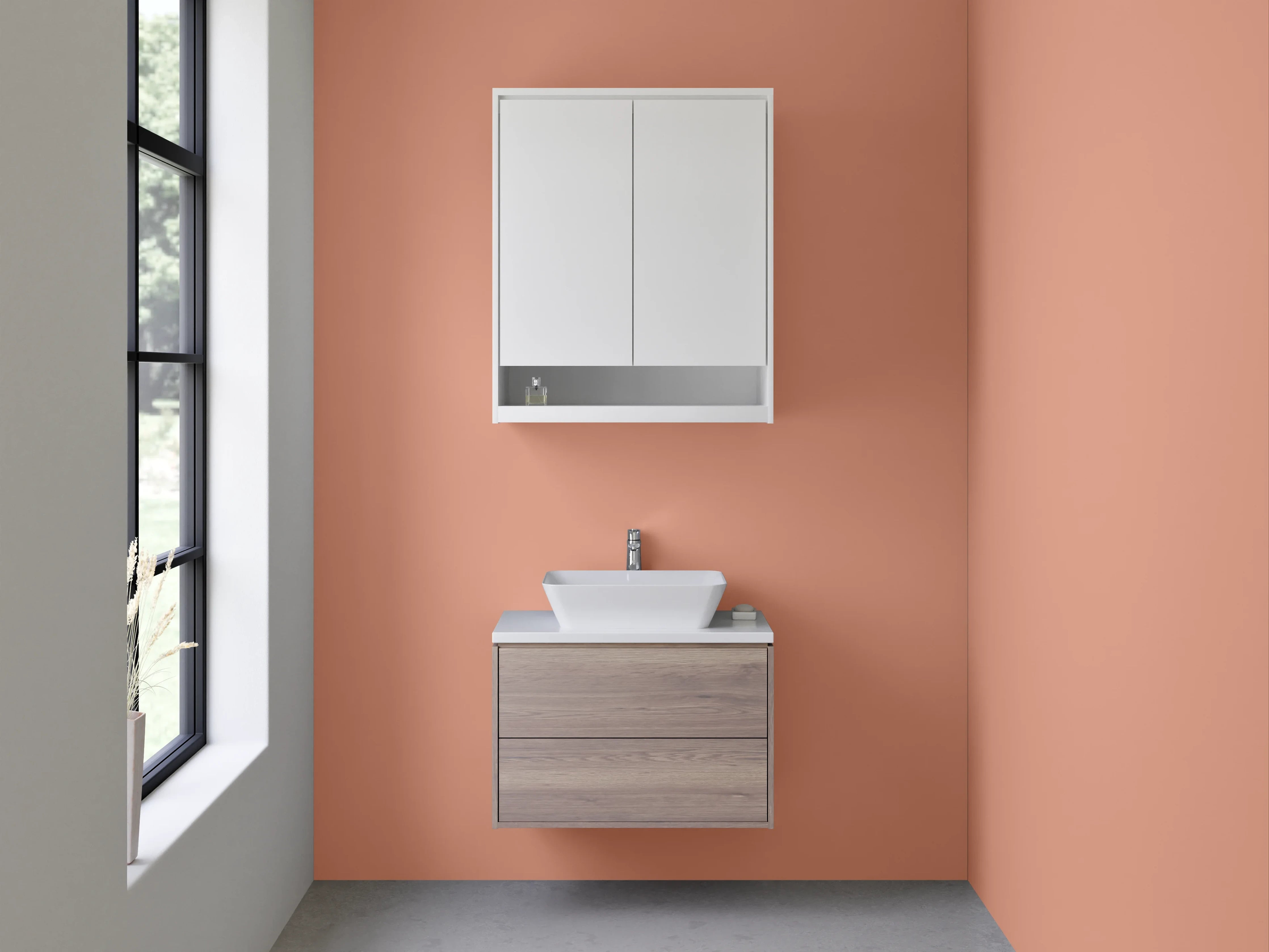 Waschbecken-Rückwand - RAL 3012 Beige Rotbraun