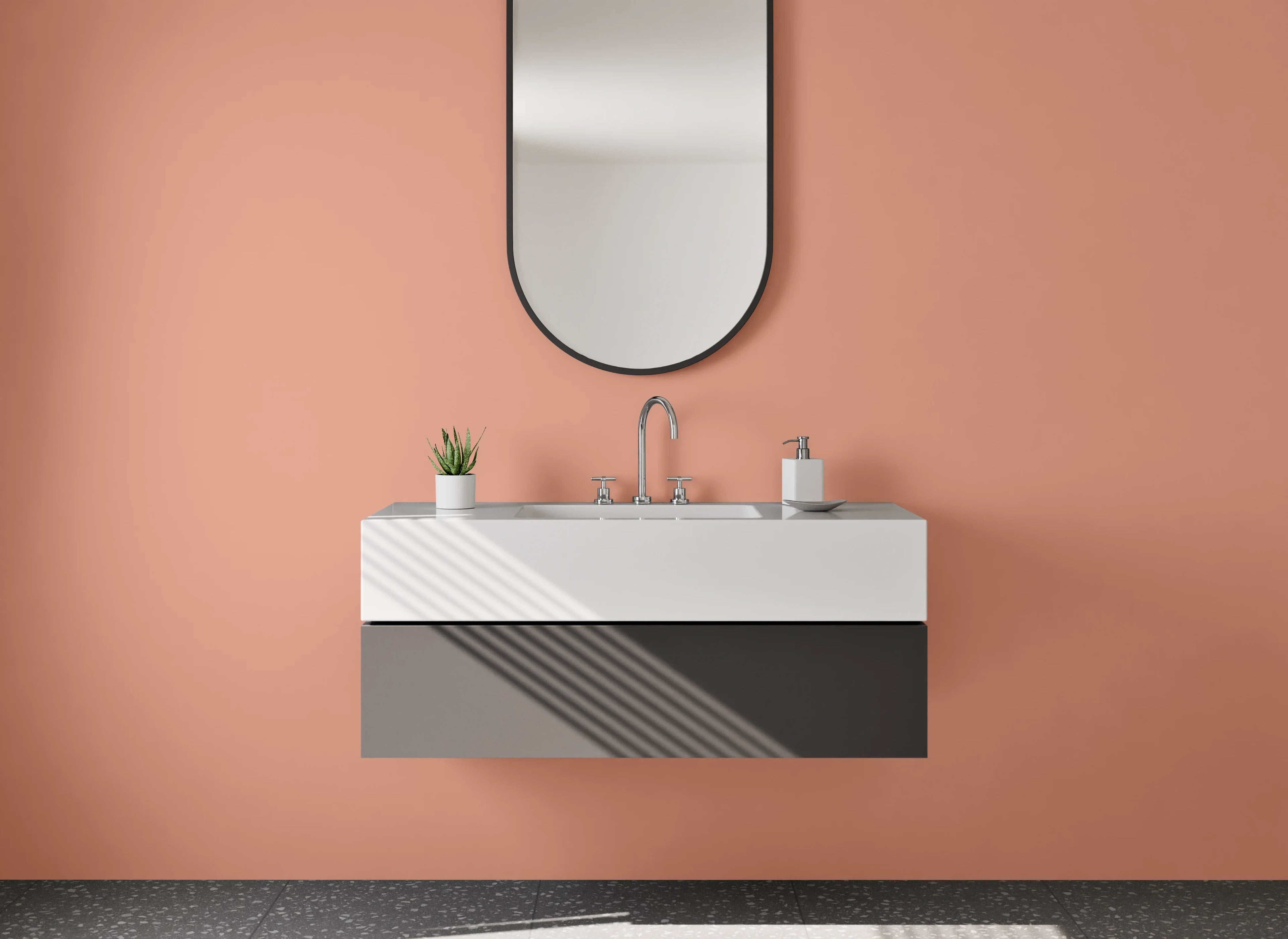 Waschbecken-Rückwand - RAL 3012 Beige Rotbraun