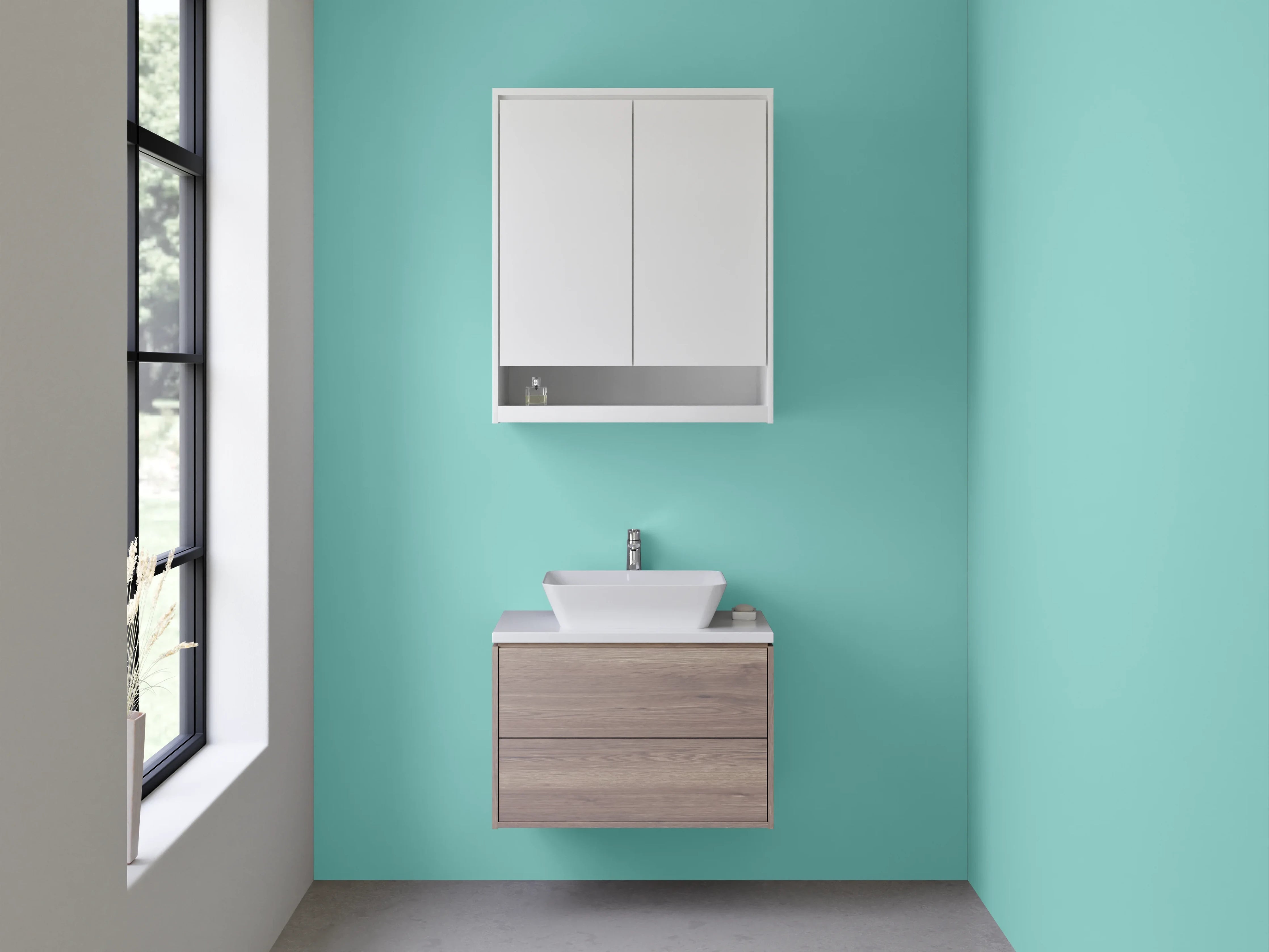 Waschbecken-Rückwand - RAL 6027 Lichtgrünblau