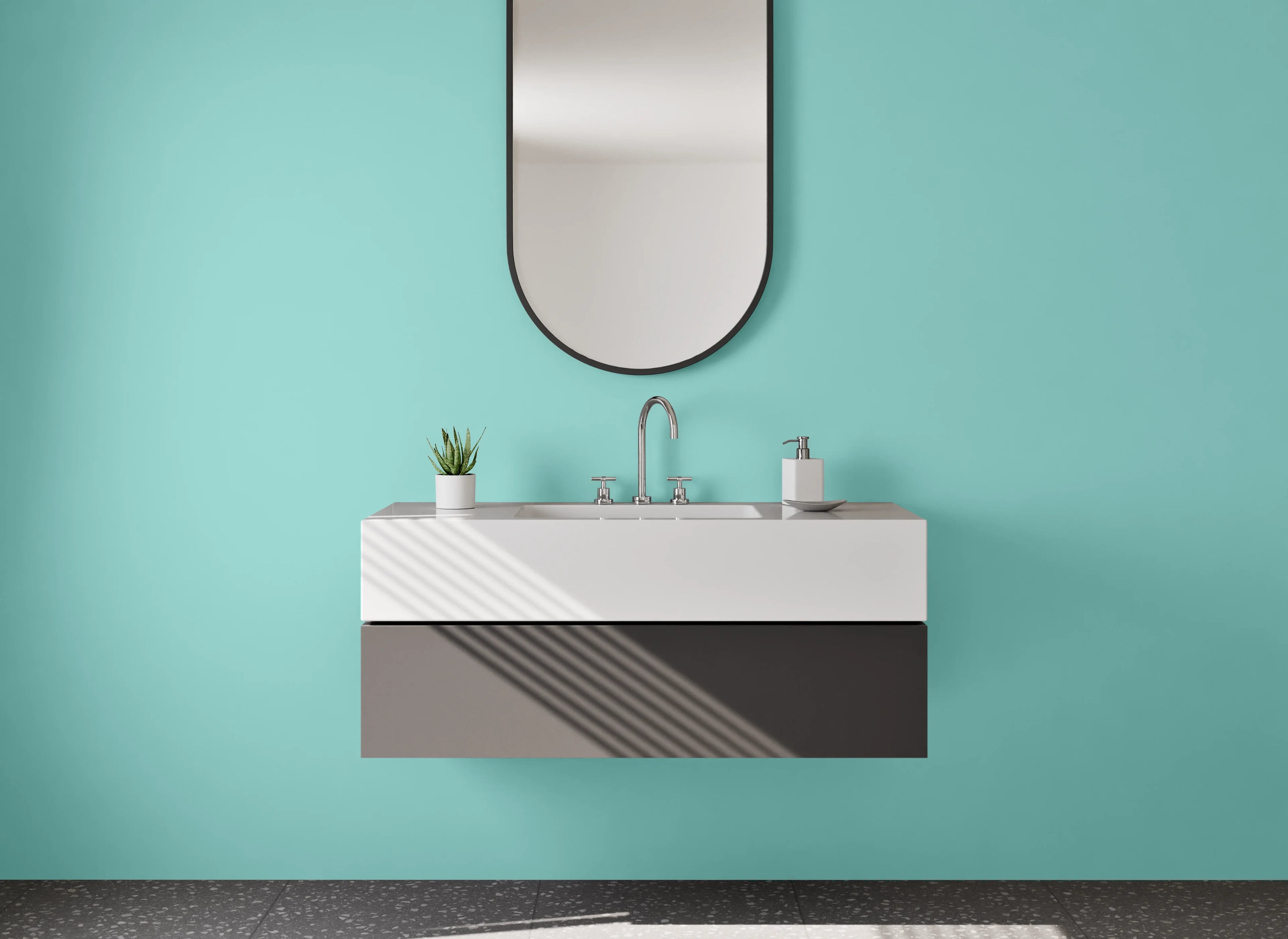 Waschbecken-Rückwand - RAL 6027 Lichtgrünblau