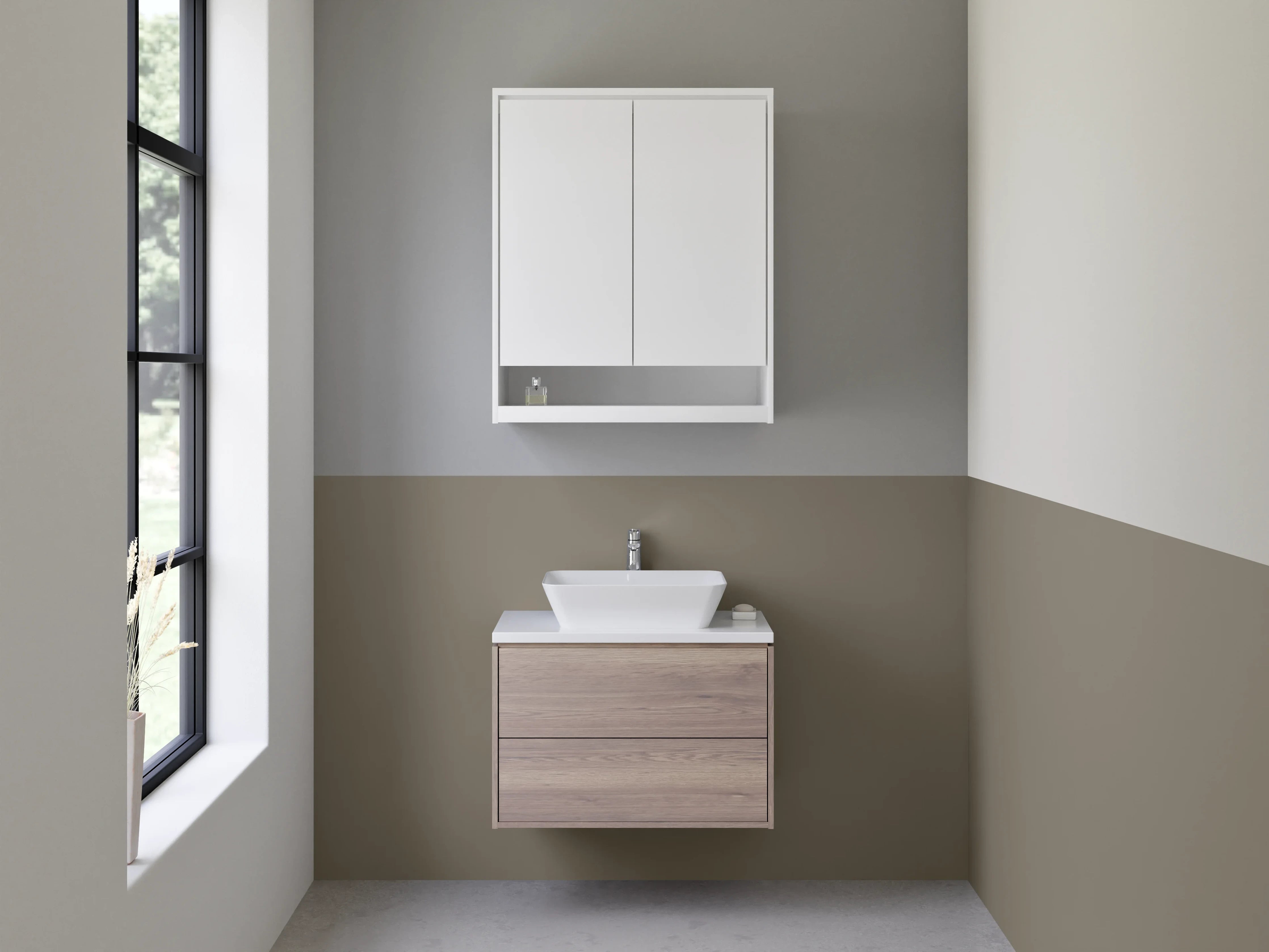 Waschbecken-Rückwand - RAL 7006 Beigegrau