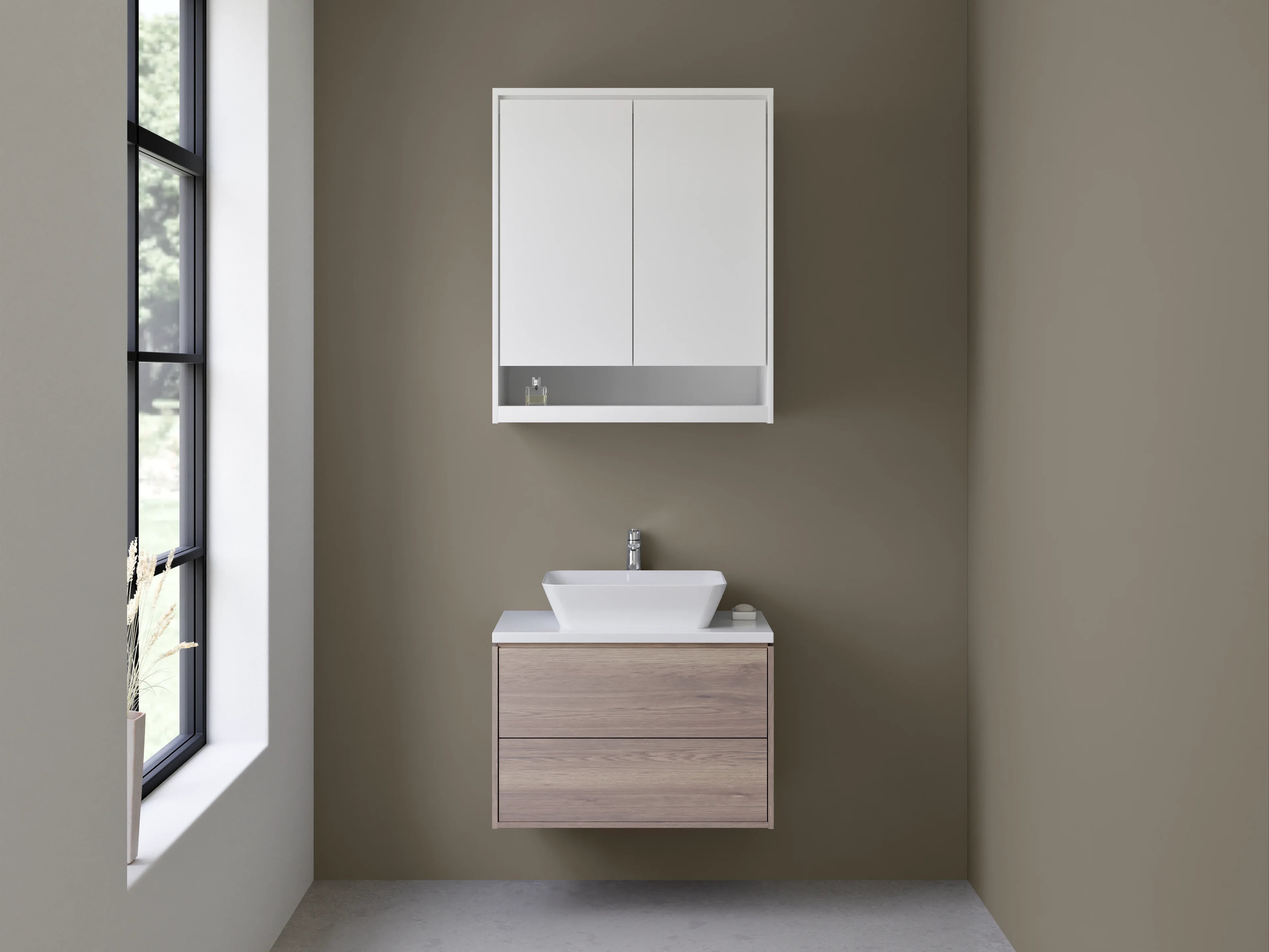 Waschbecken-Rückwand - RAL 7006 Beigegrau