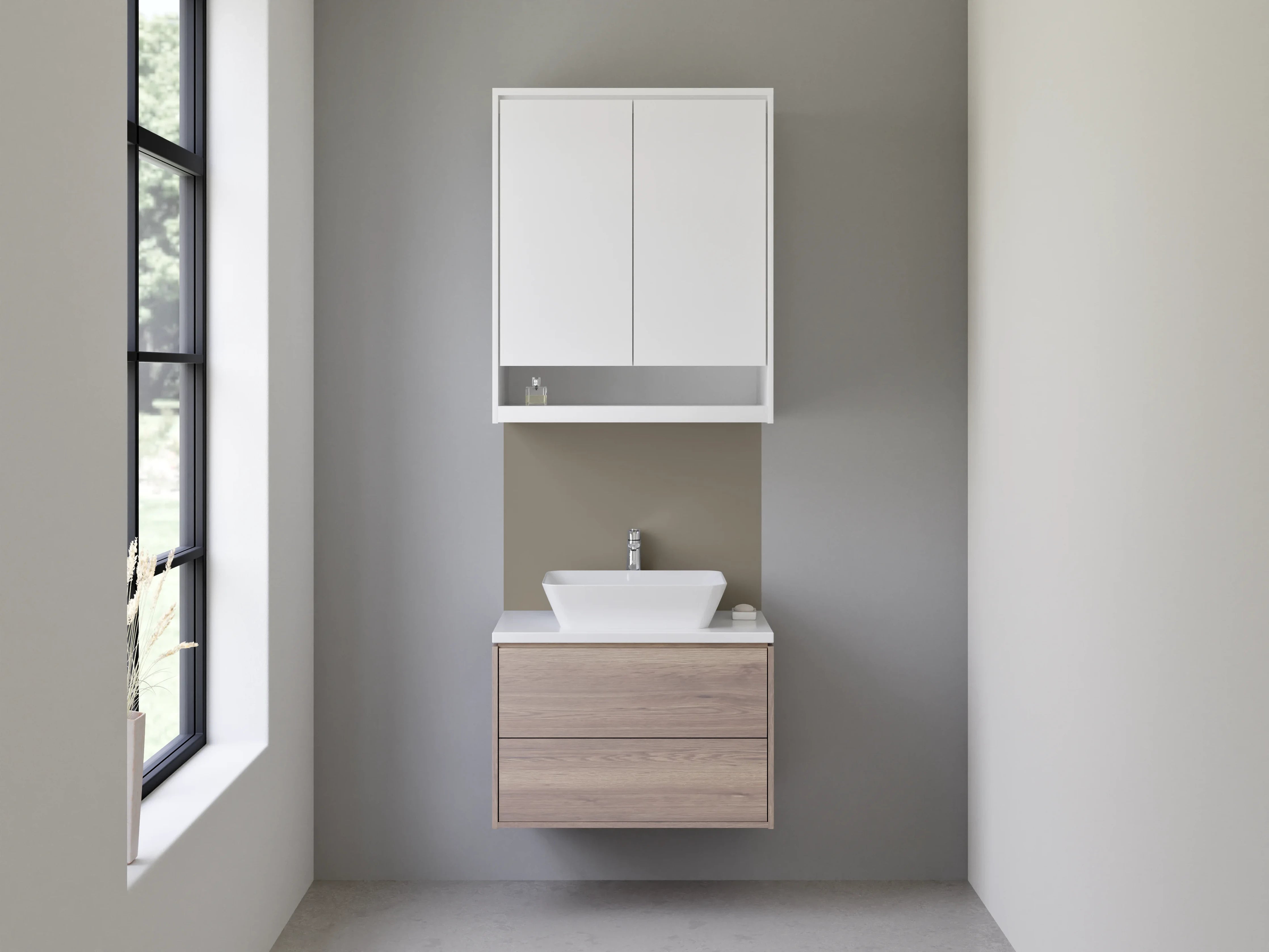 Waschbecken-Rückwand - RAL 7006 Beigegrau