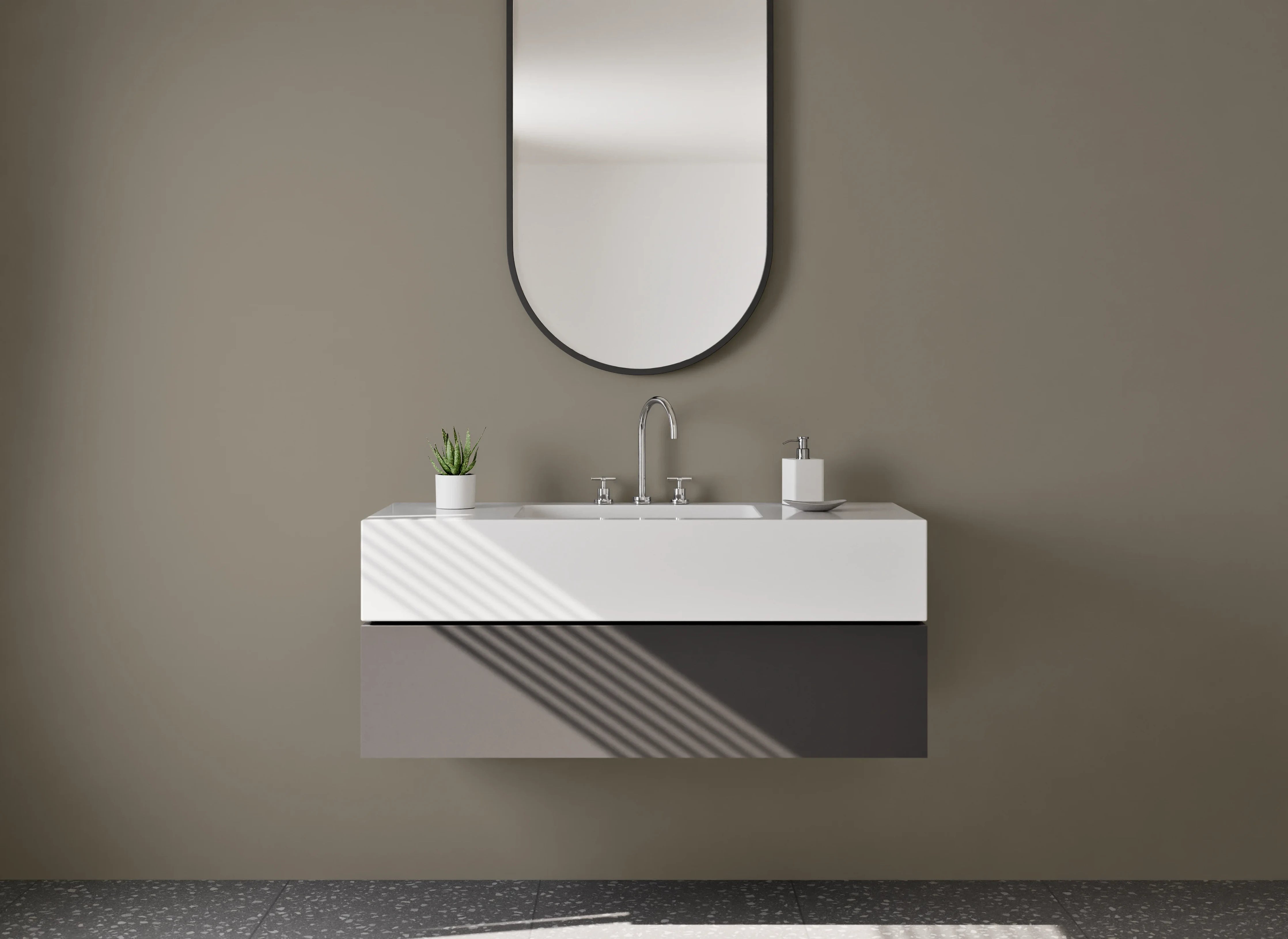 Waschbecken-Rückwand - RAL 7006 Beigegrau