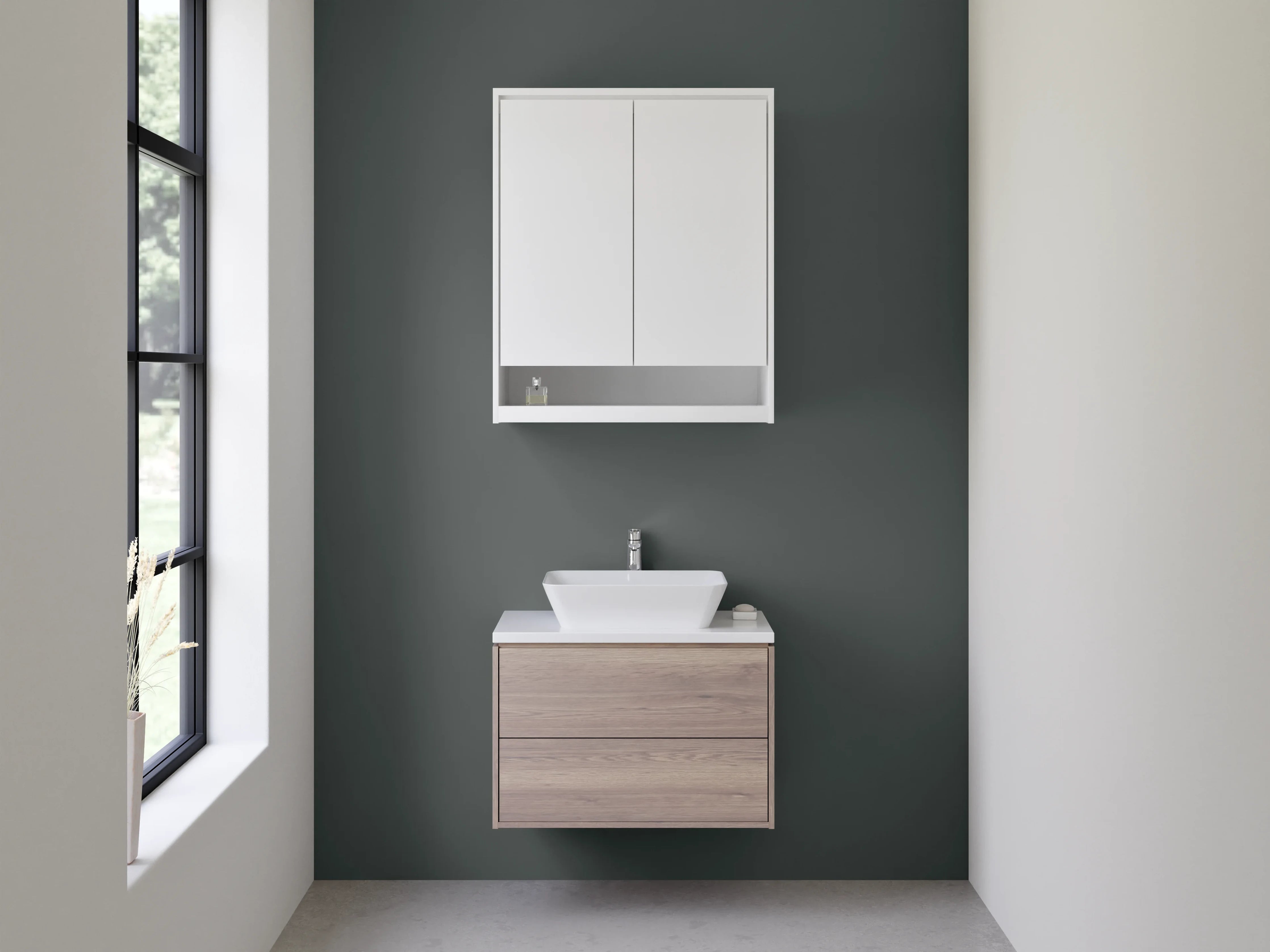 Waschbecken-Rückwand - RAL 7043 Verkehrsgrau Blaubraungrau