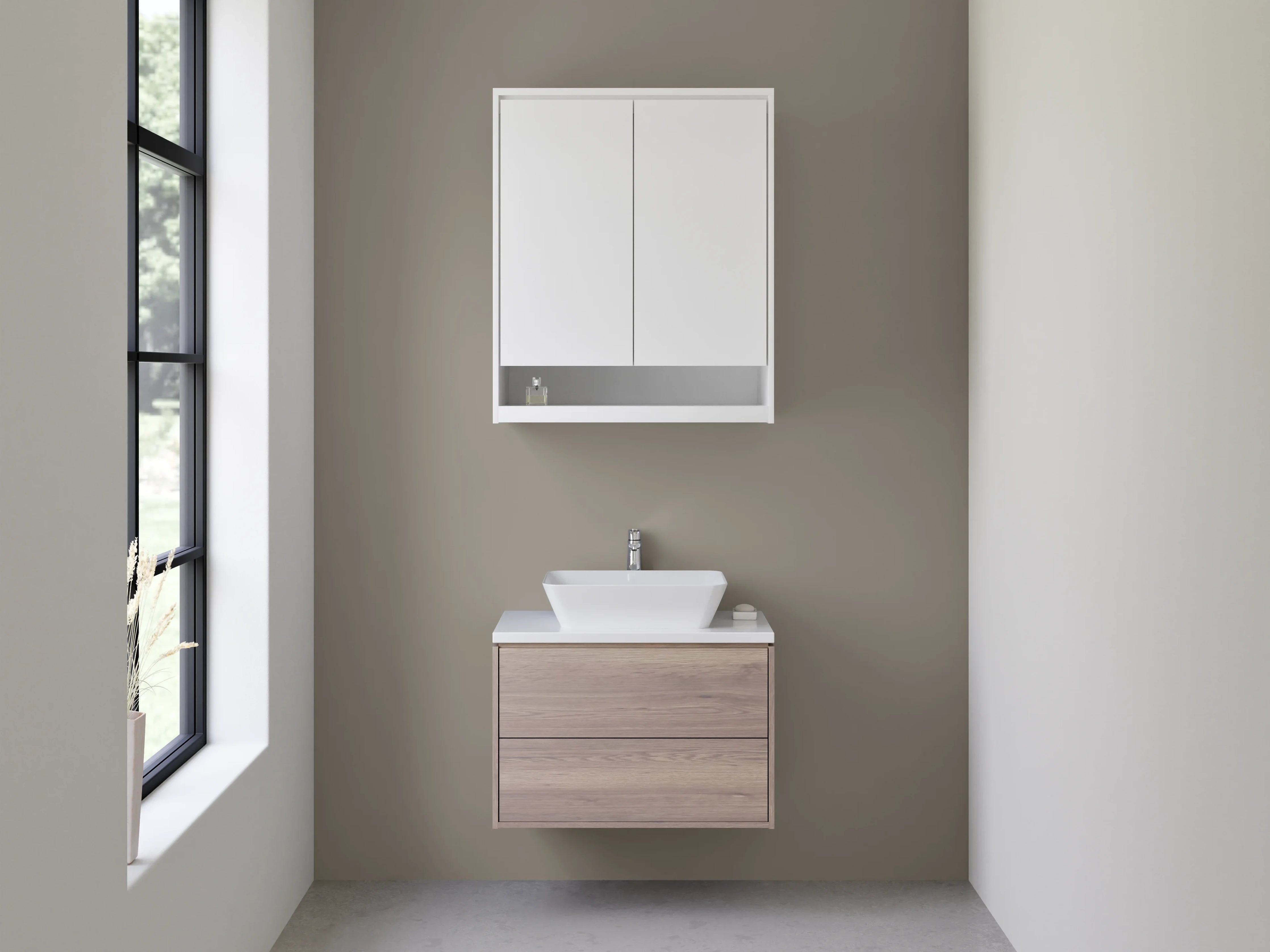 Waschbecken-Rückwand - RAL 7048 Perlgrau