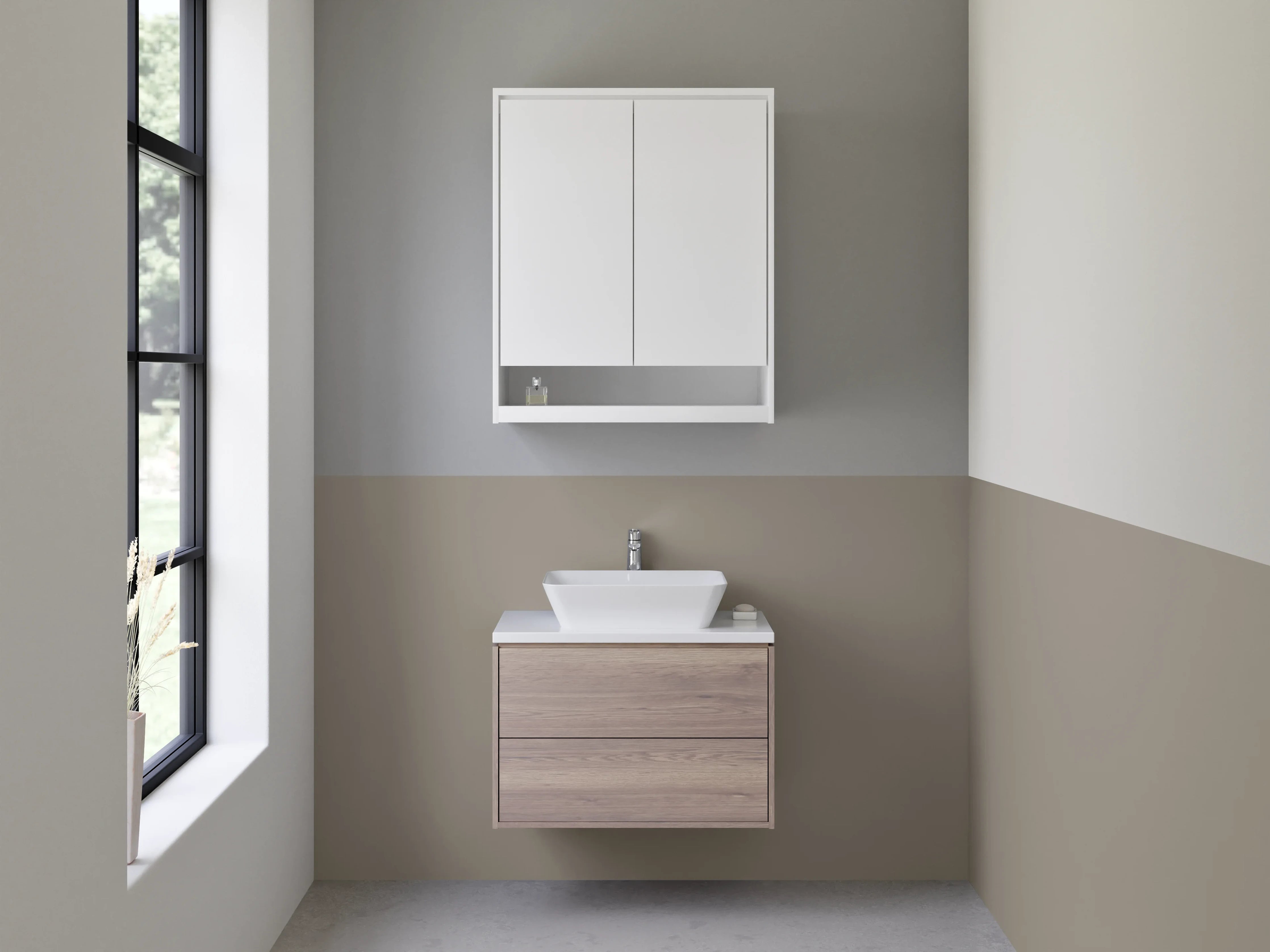 Waschbecken-Rückwand - RAL 7048 Perlgrau