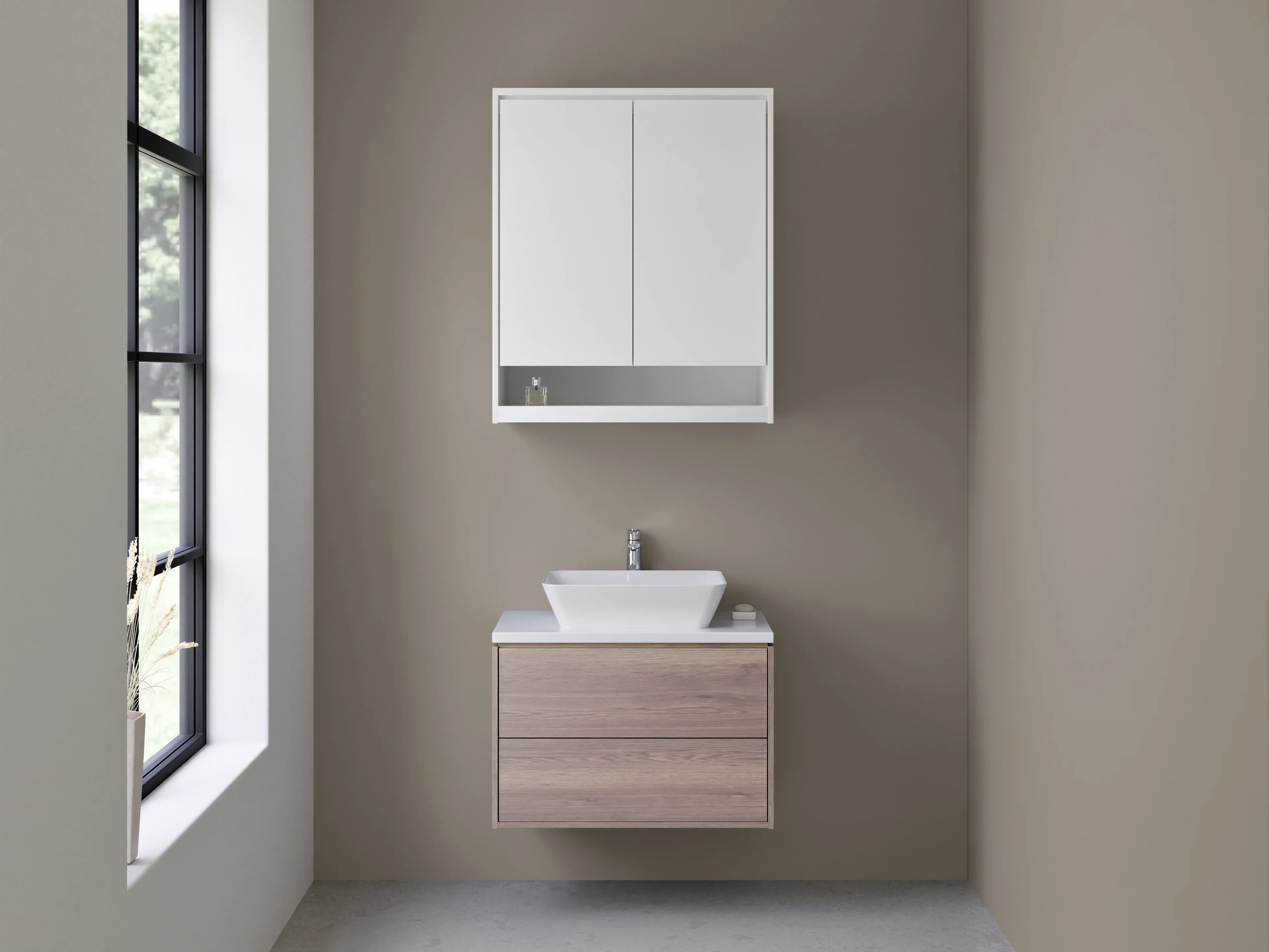 Waschbecken-Rückwand - RAL 7048 Perlgrau