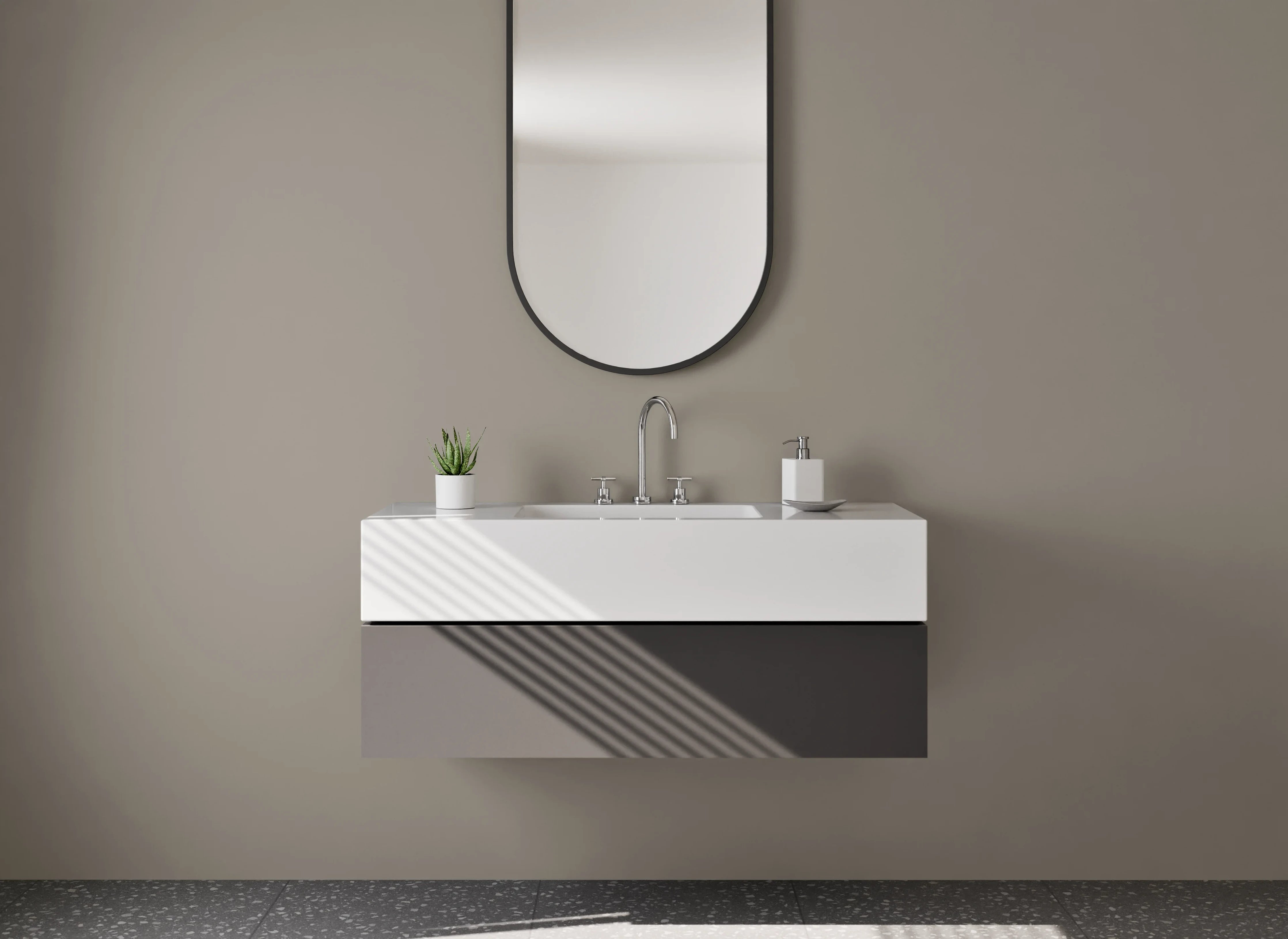 Waschbecken-Rückwand - RAL 7048 Perlgrau