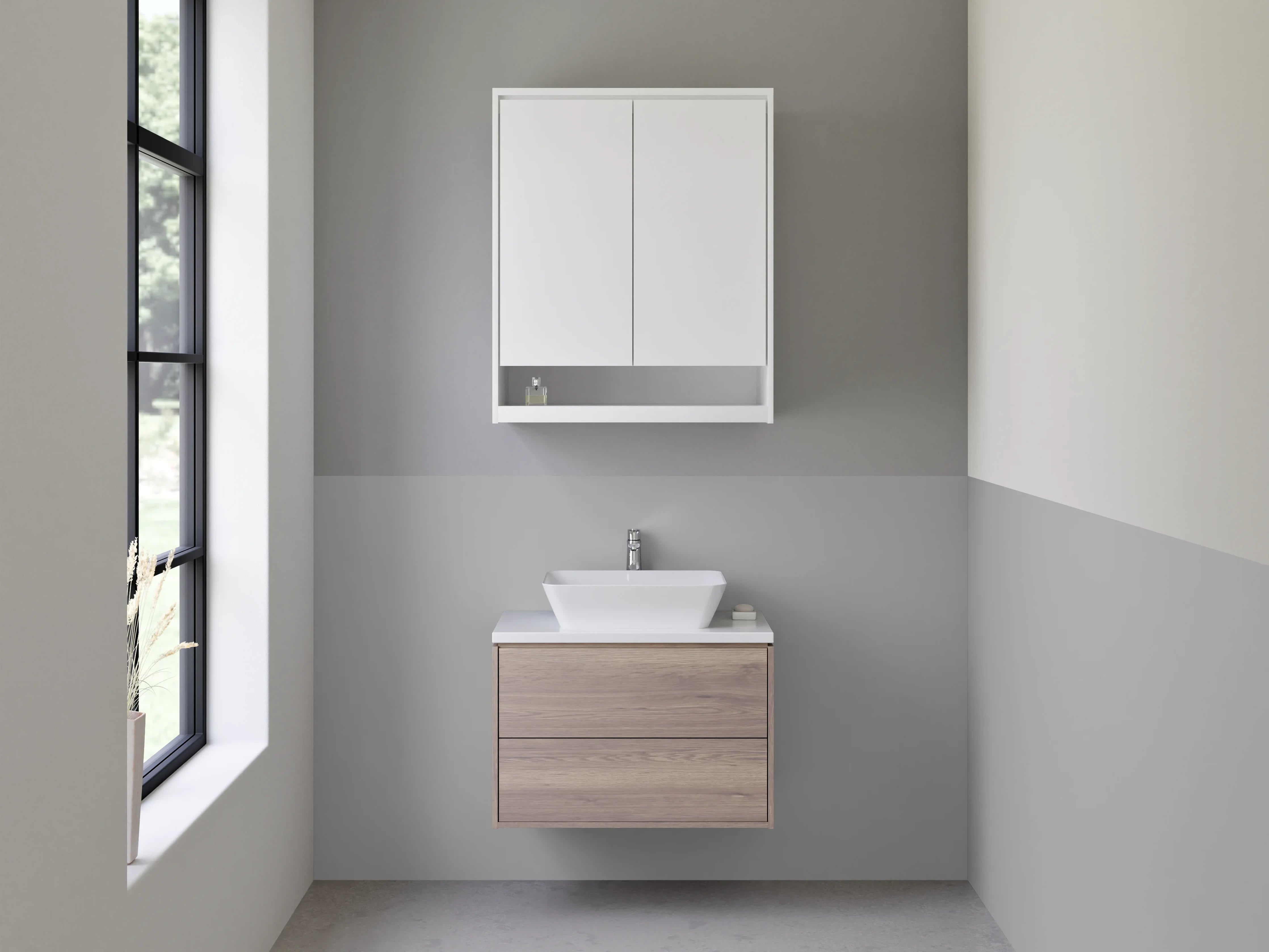 Waschbecken-Rückwand - RAL 9022 Perlhellgrau