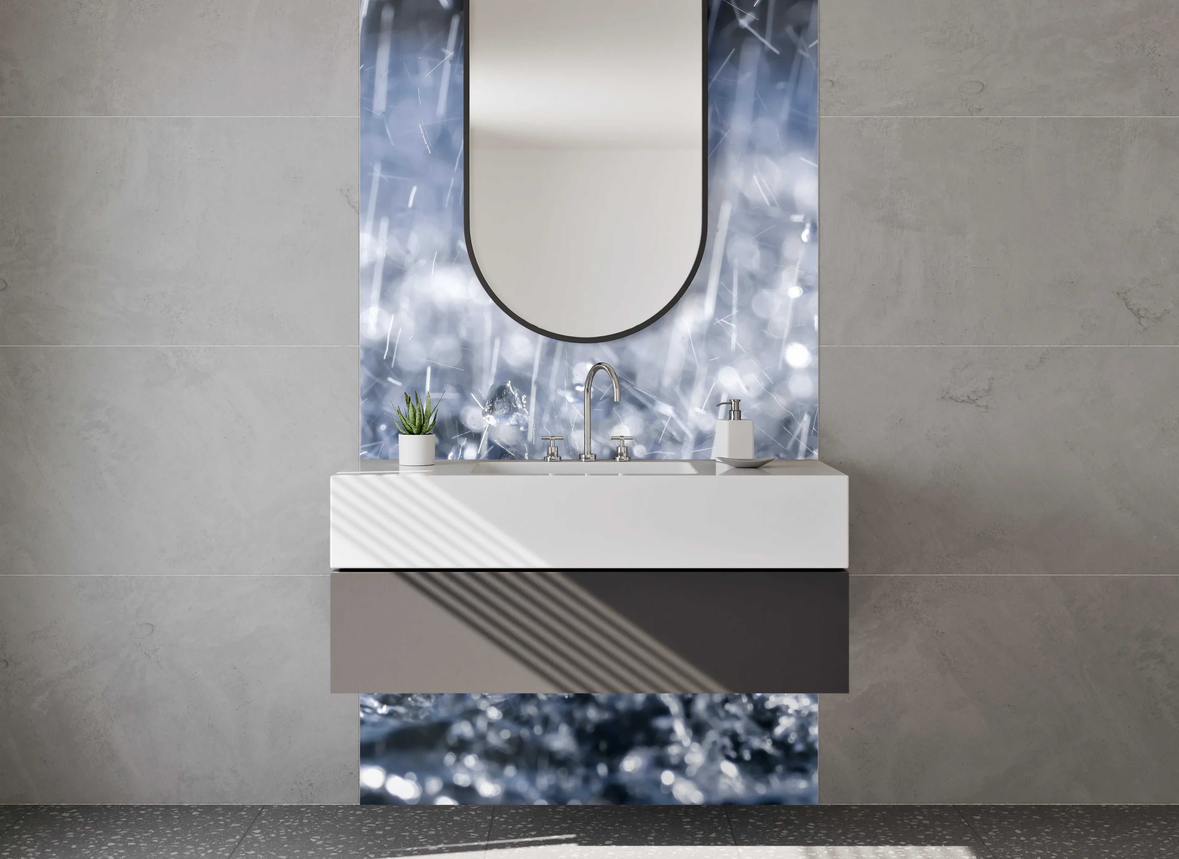 Waschbecken-Rückwand - Regenwetter auf Wasseroberfläche Fotomotiv