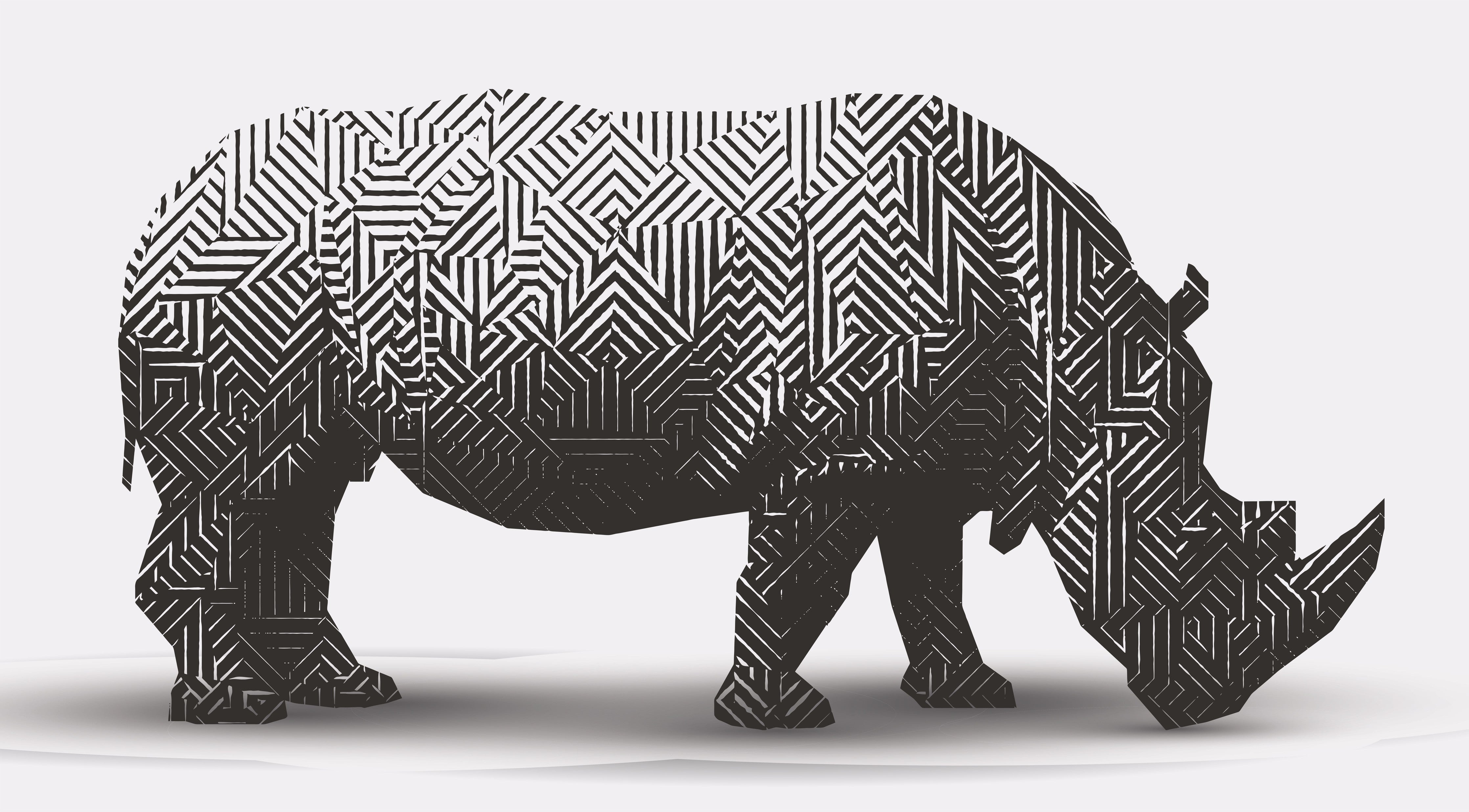 Waschbecken-Rückwand-Rhino mit Labyrinth-Muster schwarz-weiß