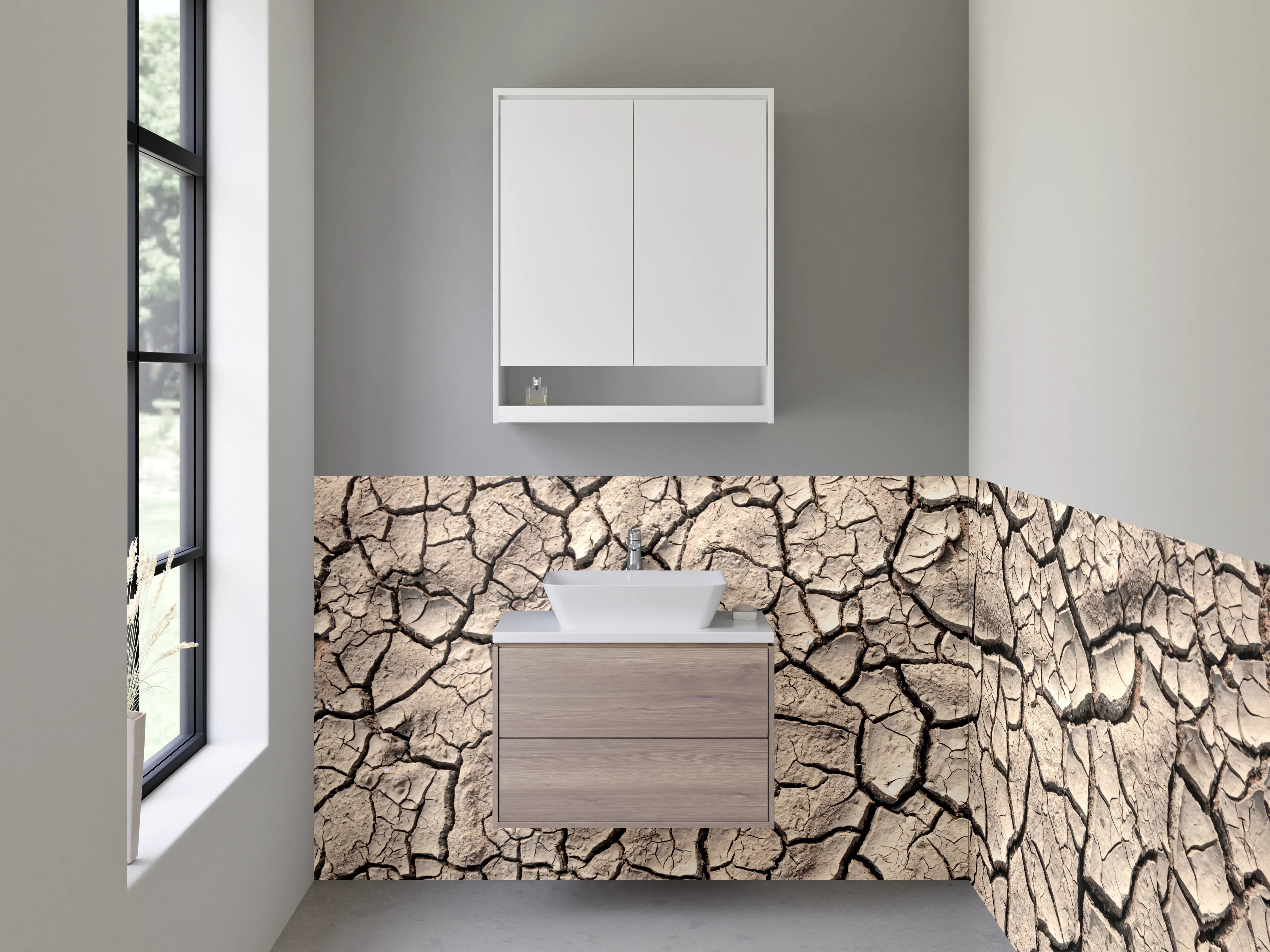 Waschbecken-Rückwand - Rissige Erde Beige Braun Struktur