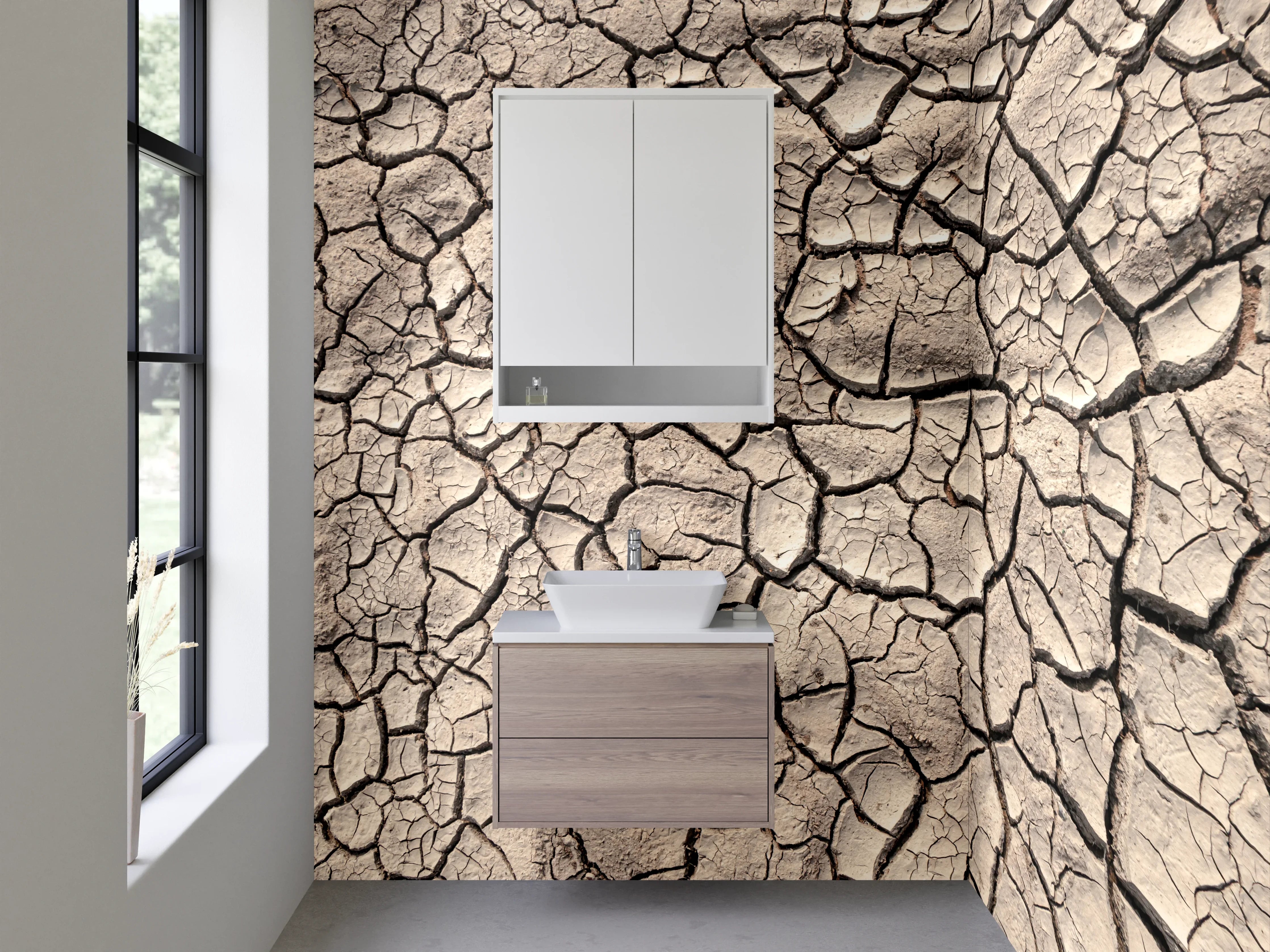 Waschbecken-Rückwand - Rissige Erde Beige Braun Struktur