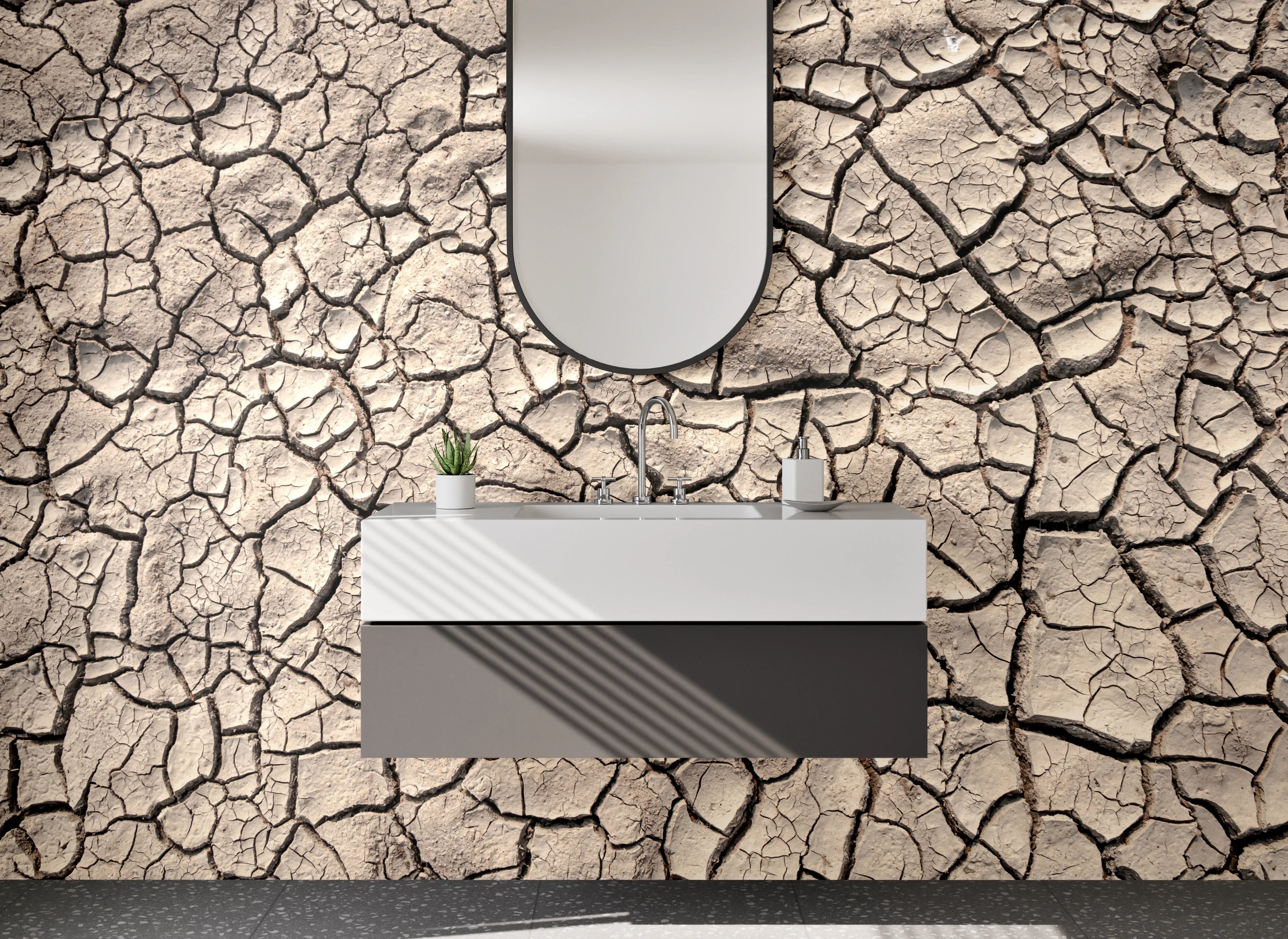 Waschbecken-Rückwand - Rissige Erde Beige Braun Struktur