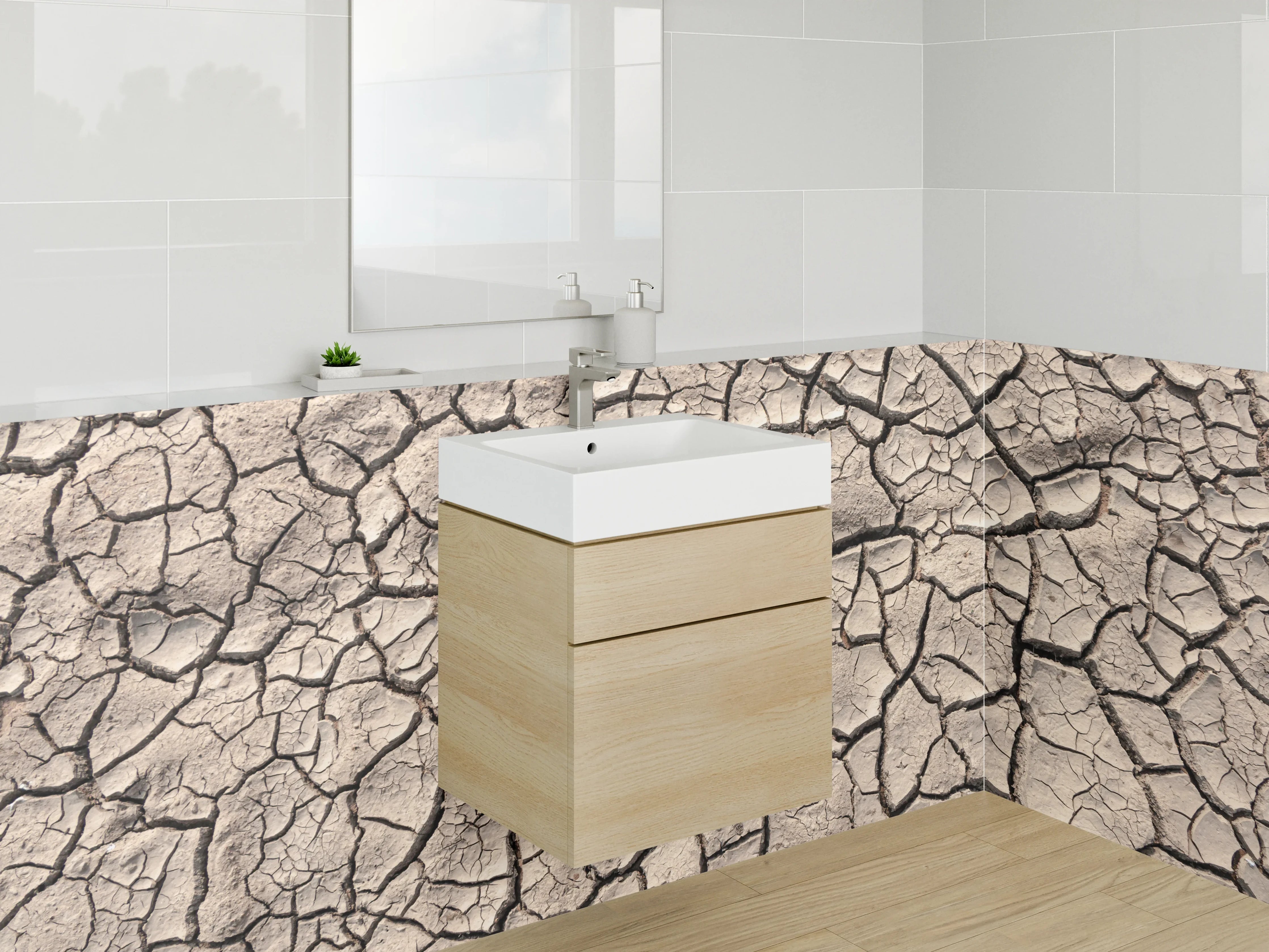 Waschbecken-Rückwand - Rissige Erde Beige Braun Struktur