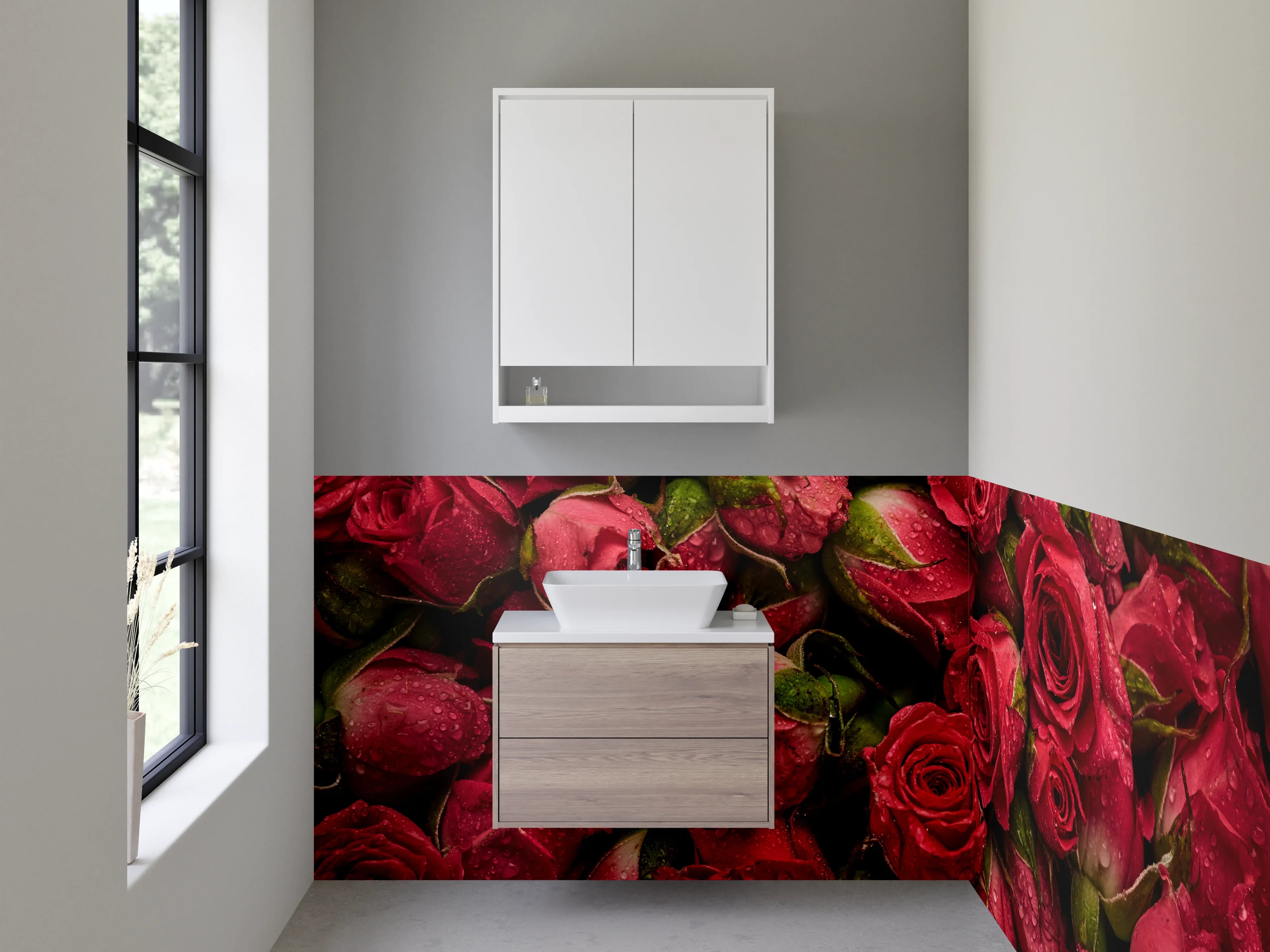 Waschbecken-Rückwand - Romantische Rosenblüten – Blumen-Fotografie