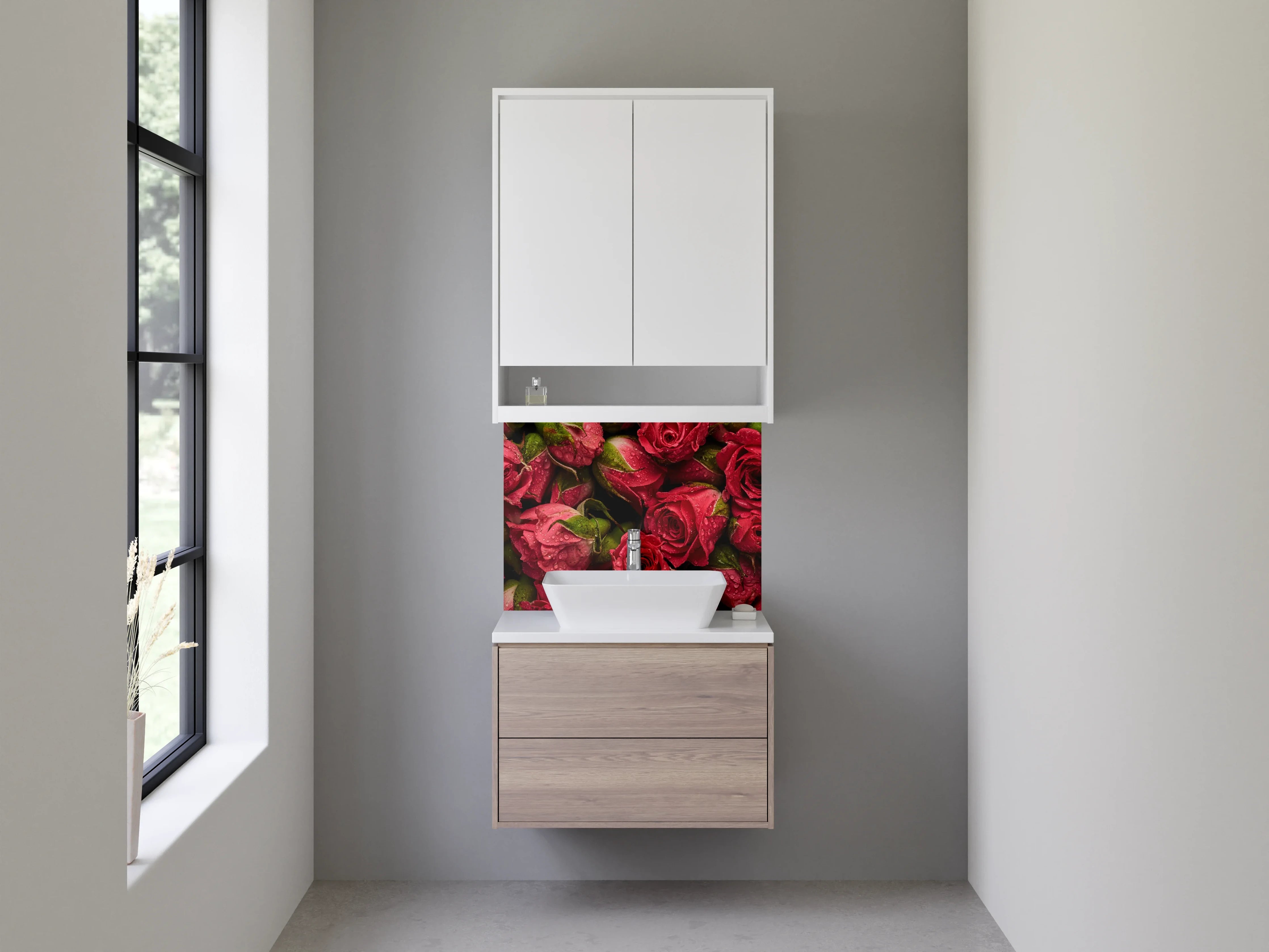 Waschbecken-Rückwand - Romantische Rosenblüten – Blumen-Fotografie