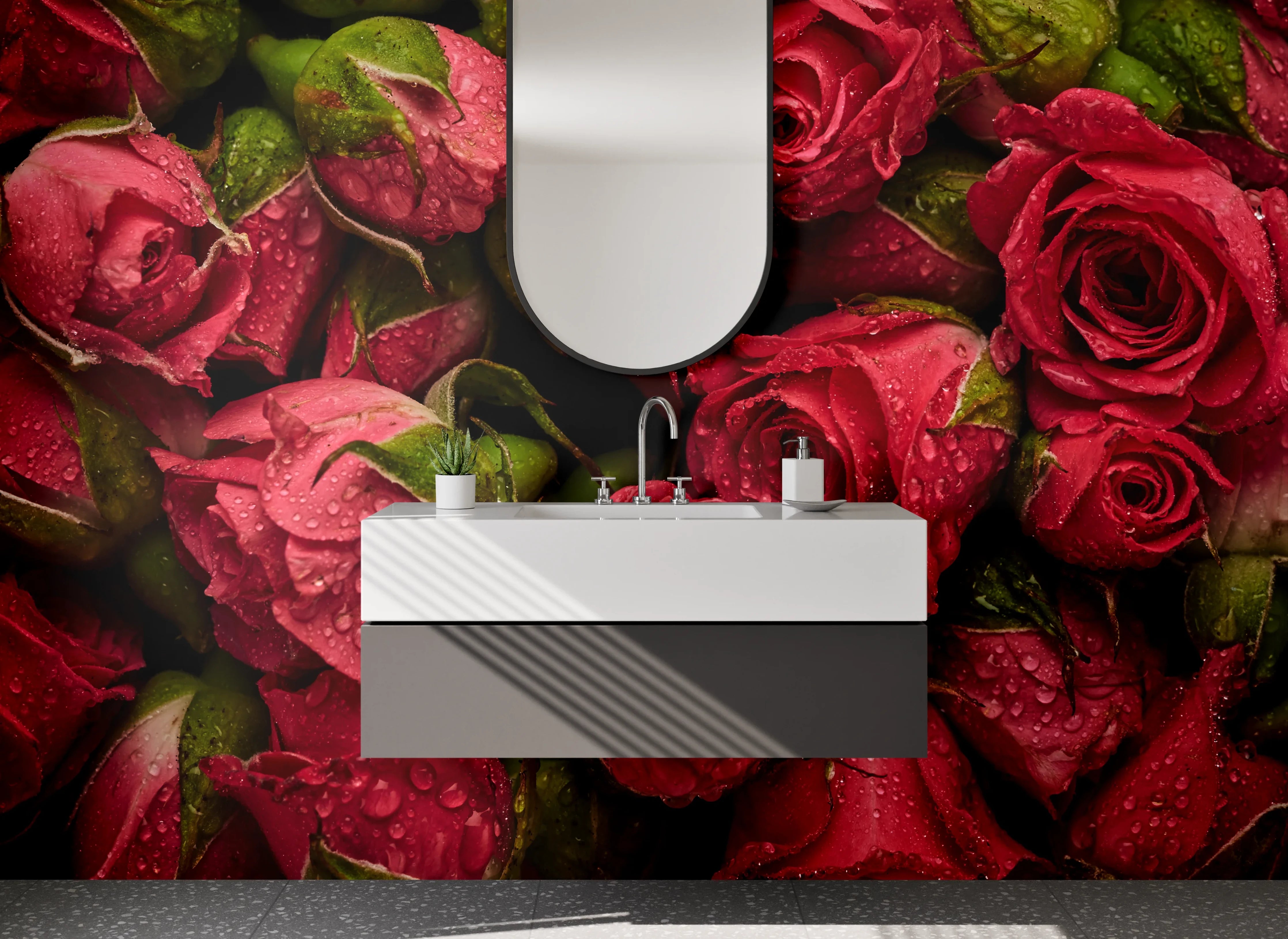 Waschbecken-Rückwand - Romantische Rosenblüten – Blumen-Fotografie