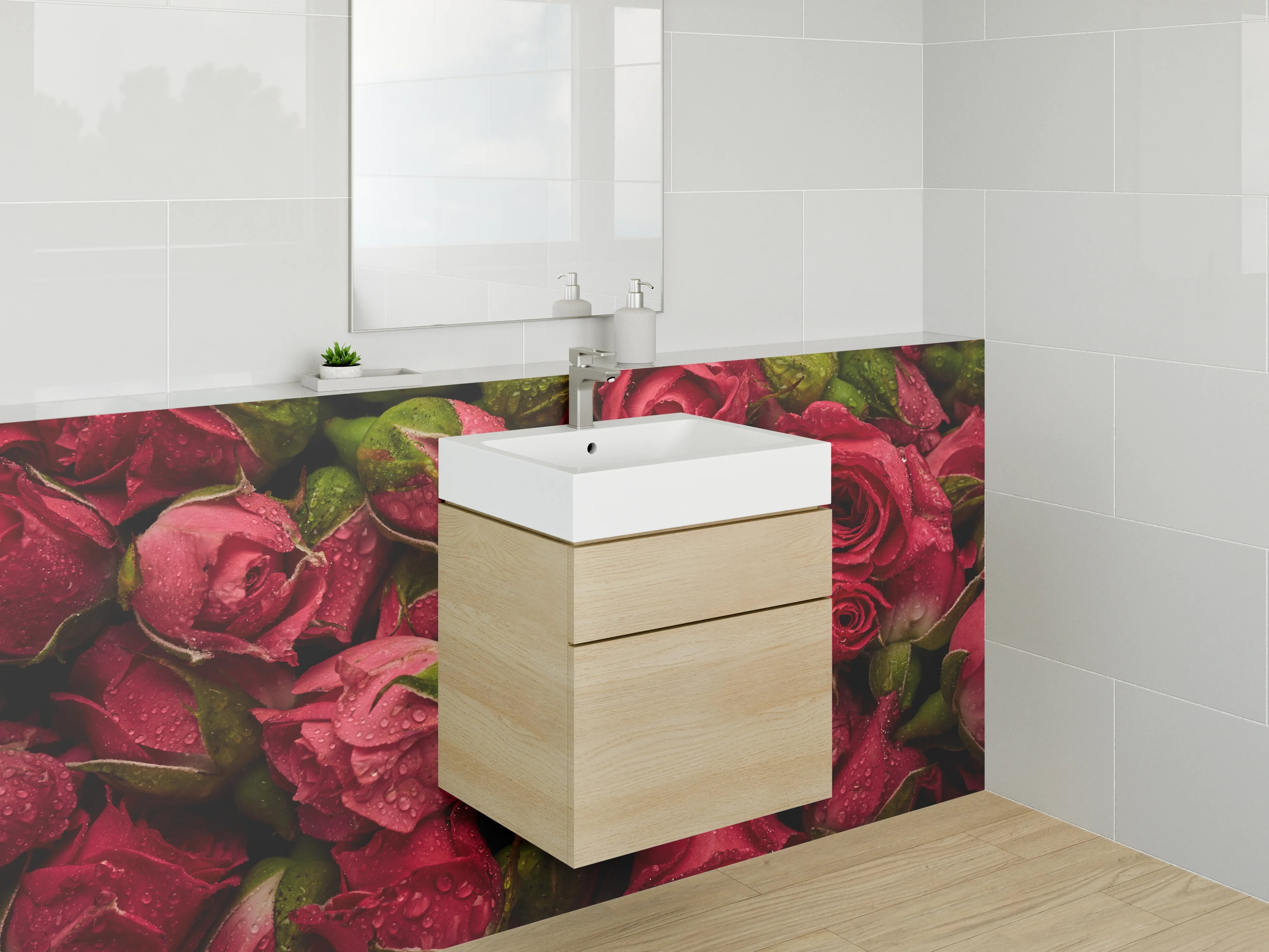 Waschbecken-Rückwand - Romantische Rosenblüten – Blumen-Fotografie
