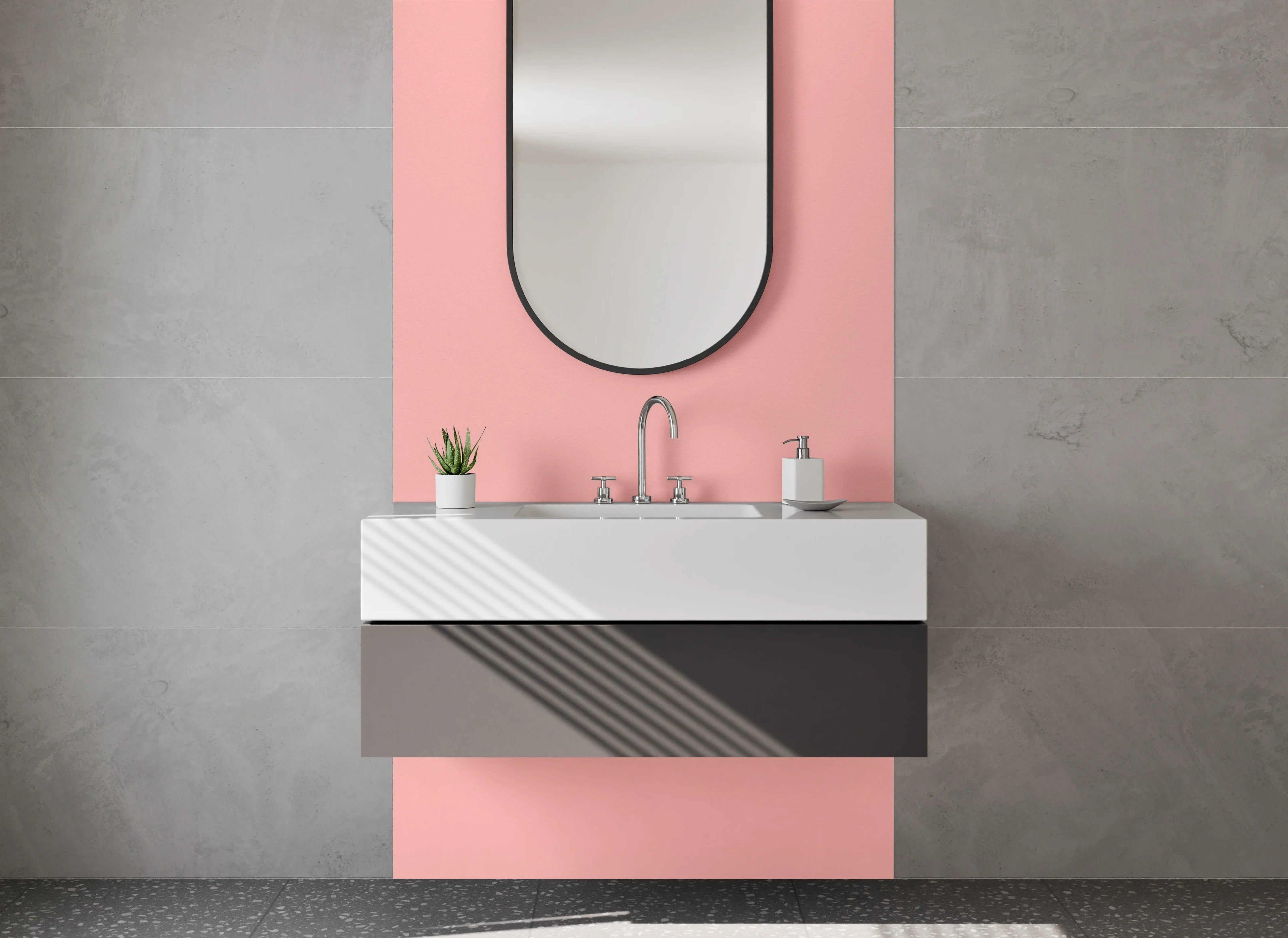 Waschbecken-Rückwand - Rosa Gradient Wanddekor für Badezimmer
