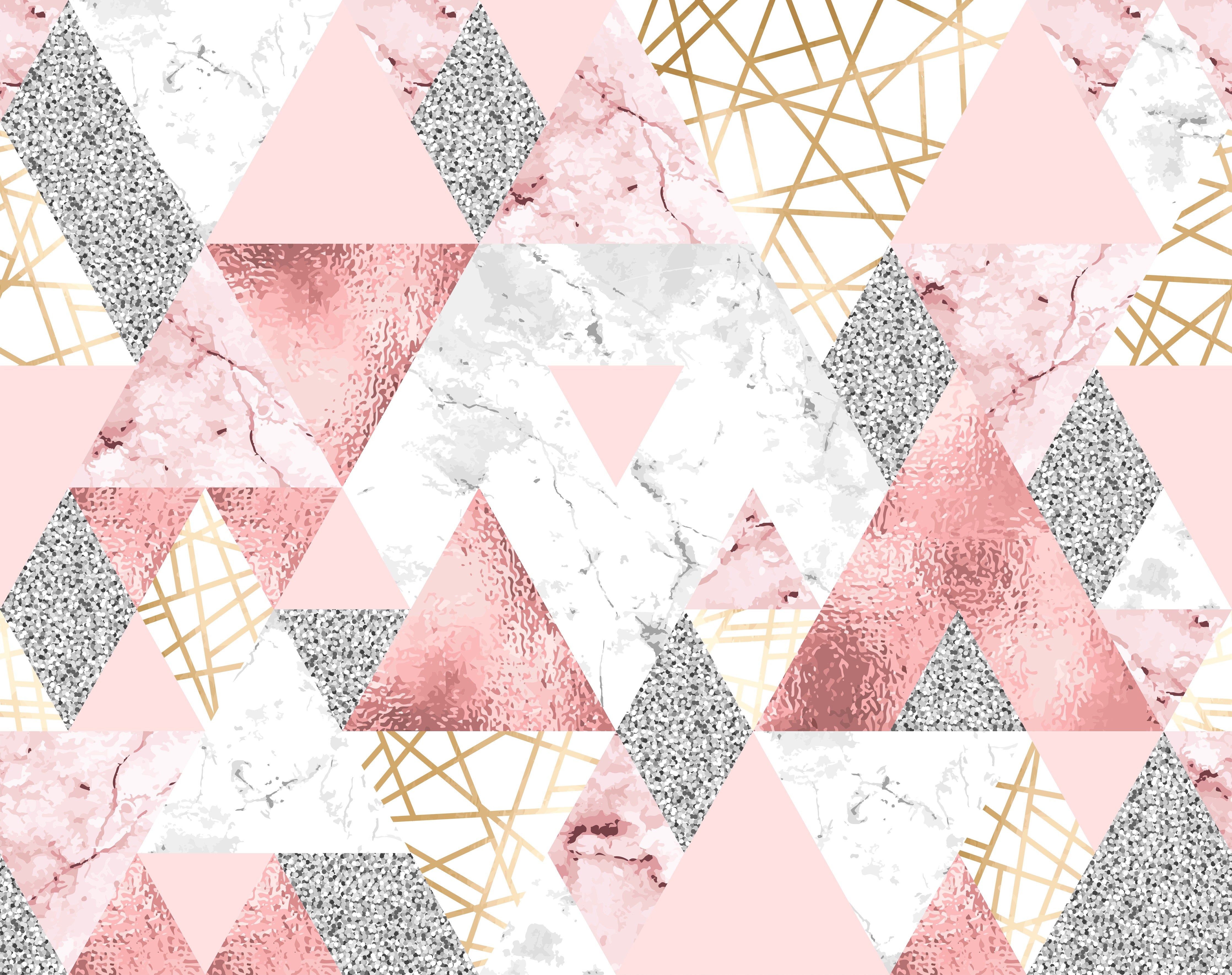 Waschbecken-Rückwand-Rosa Marmor Geometrie mit Goldlinien