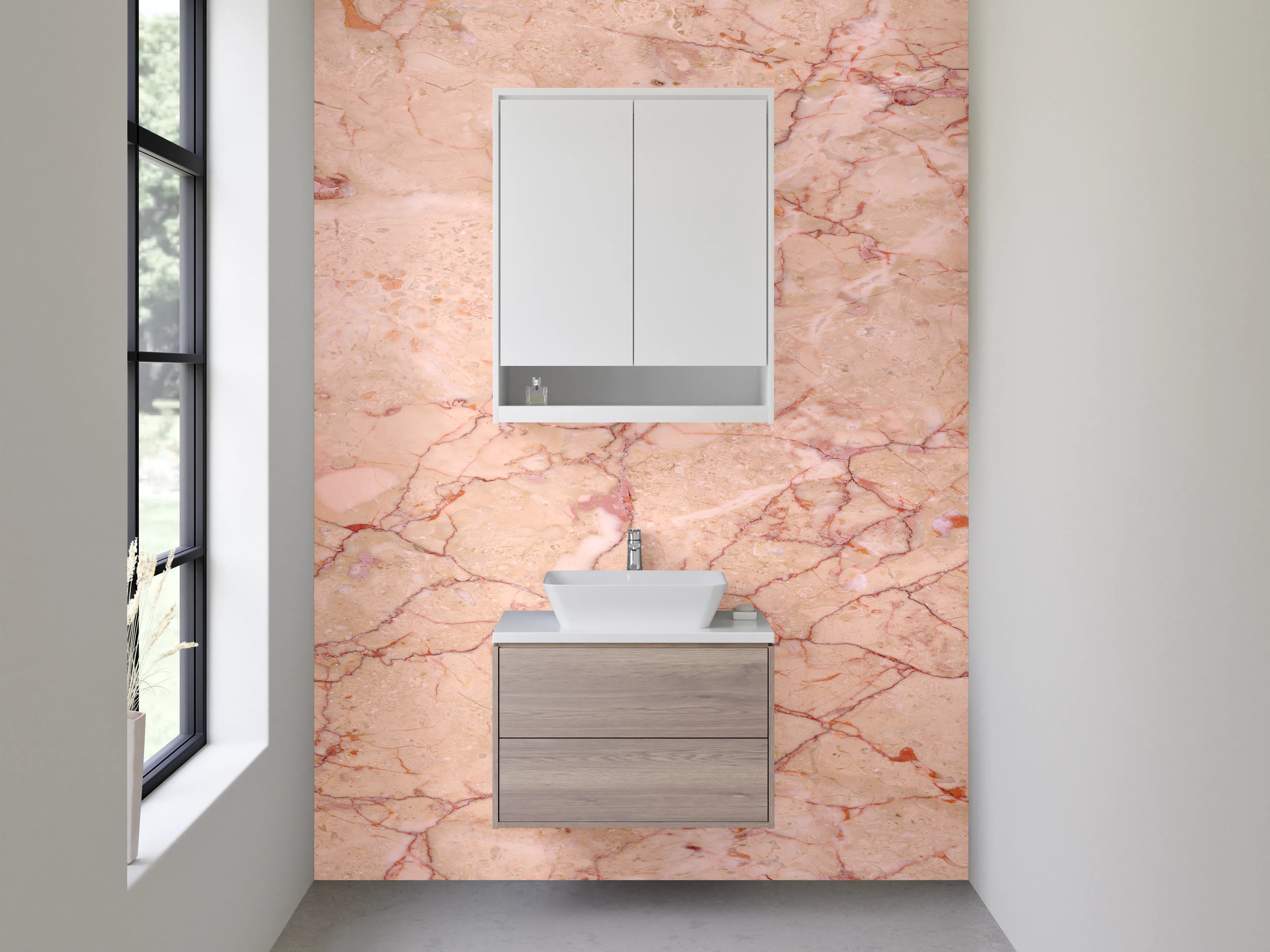 Waschbecken-Rückwand - Rosa Marmor Struktur Oberfläche