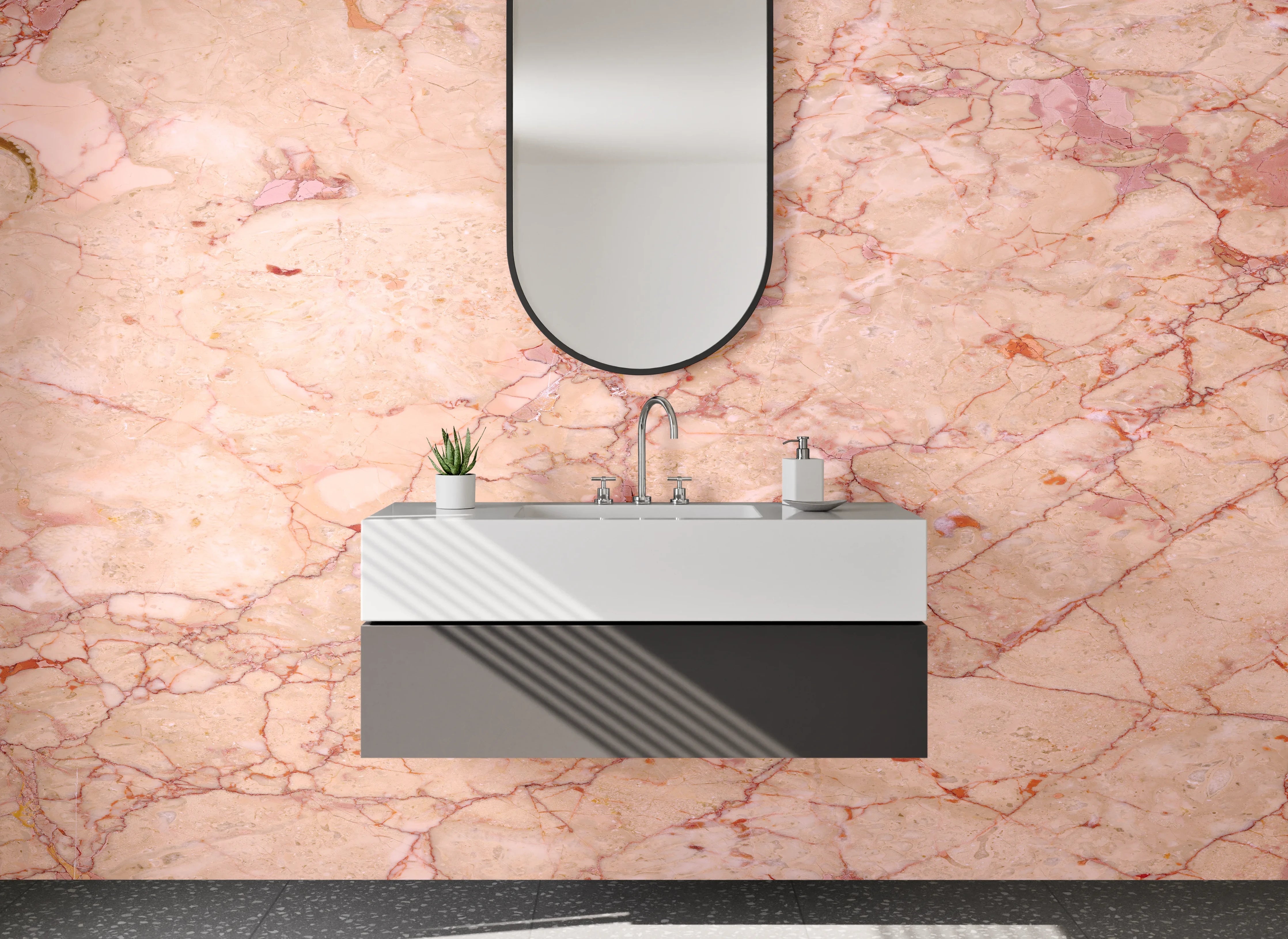 Waschbecken-Rückwand - Rosa Marmor Struktur Oberfläche