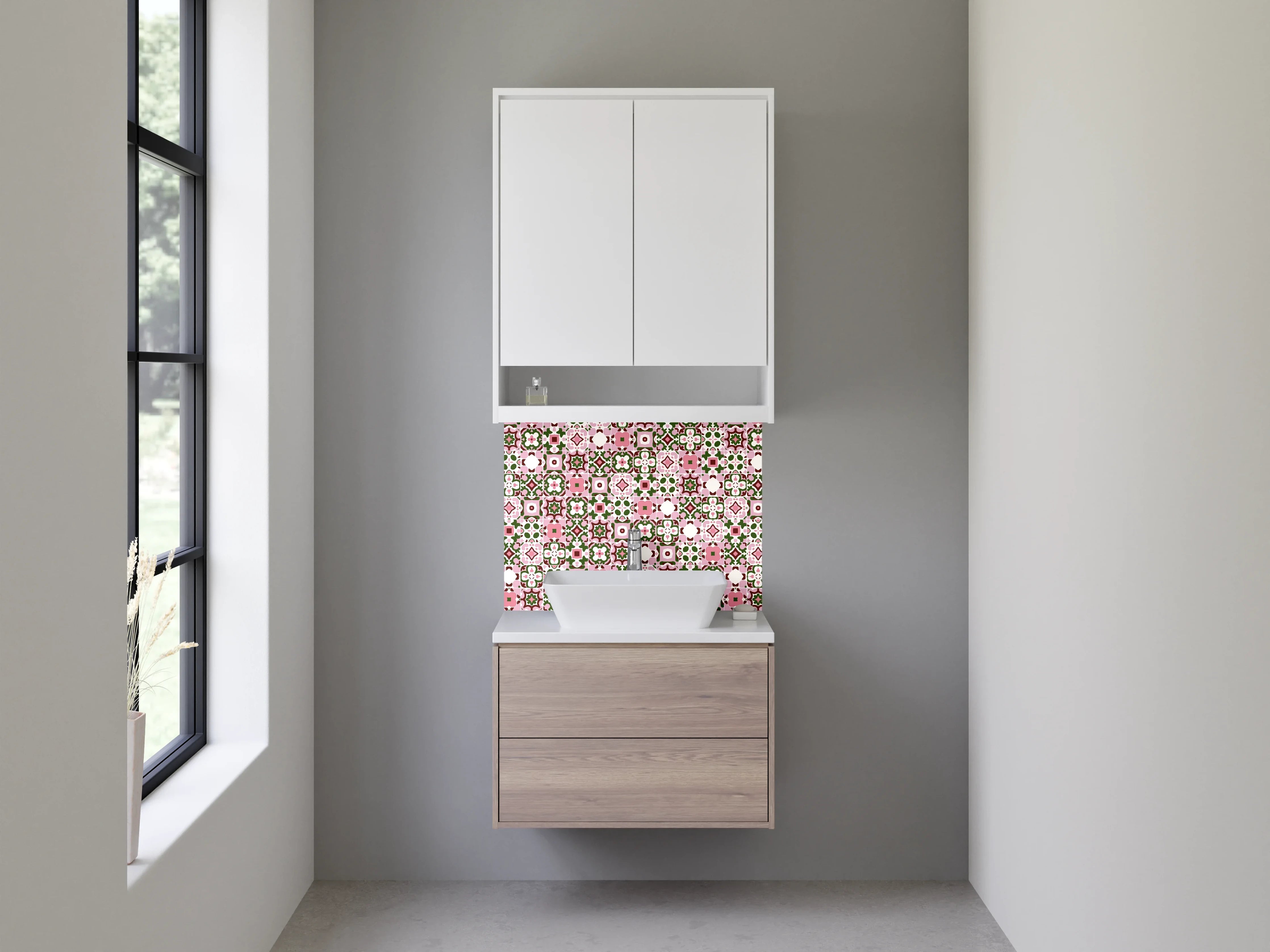 Waschbecken-Rückwand - Rosa Mosaikmuster Fliesen Design