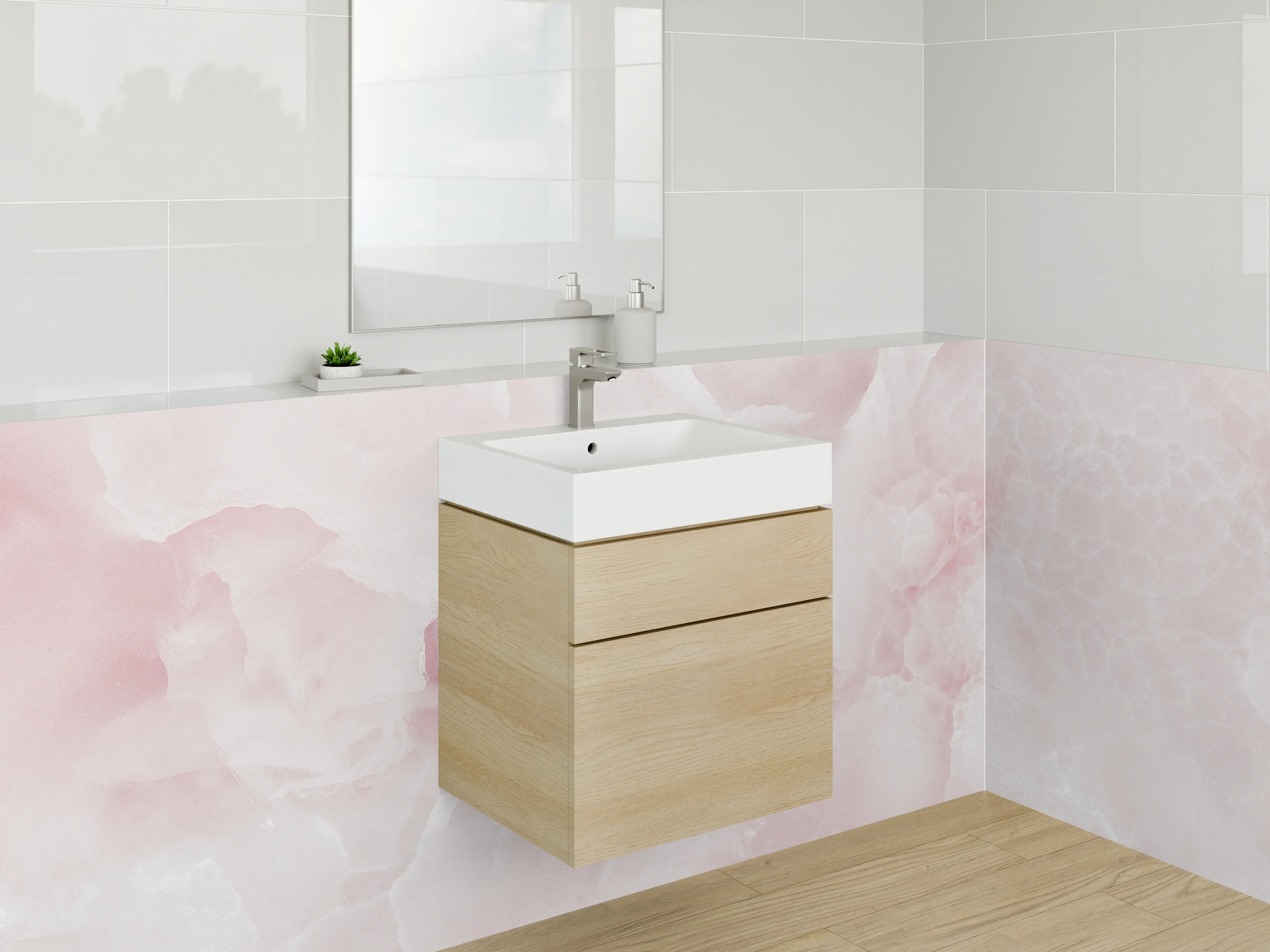 Waschbecken-Rückwand - Rosa Onyx Marmor Optik