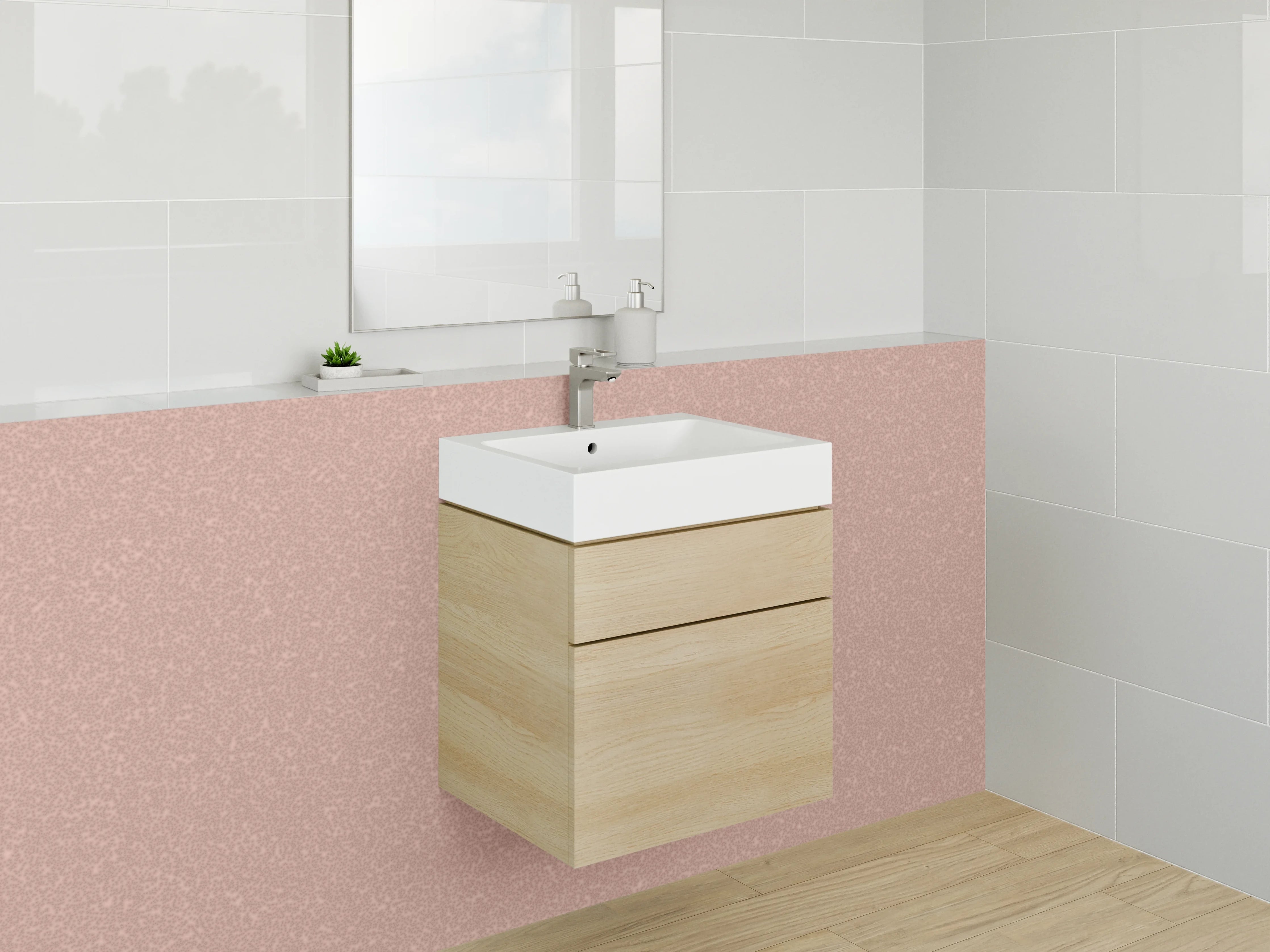 Waschbecken-Rückwand - Rosé-Rendering mit feiner Struktur