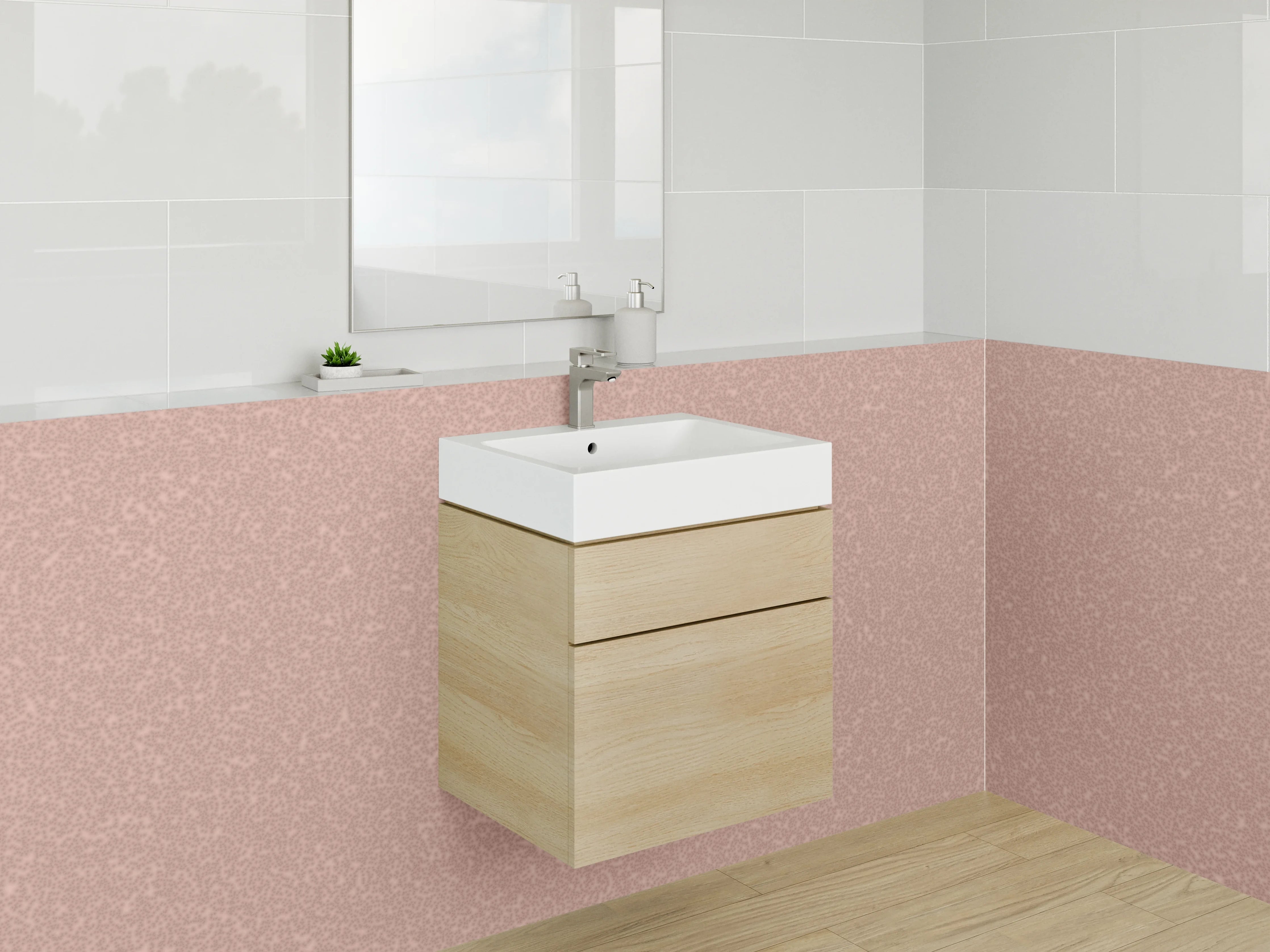 Waschbecken-Rückwand - Rosé-Rendering mit feiner Struktur