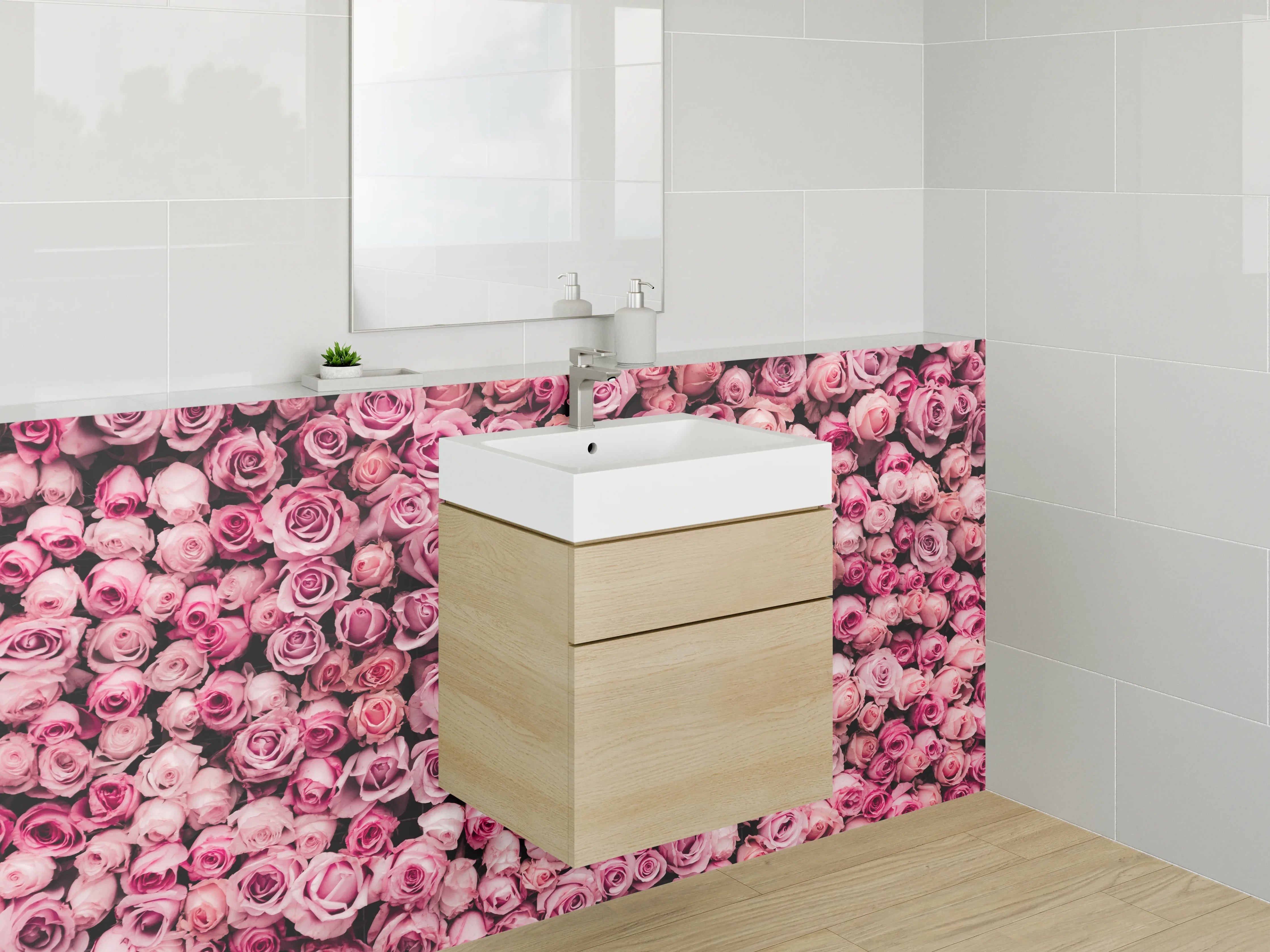 Waschbecken-Rückwand - Rosenmeer Blumen Deko Fototapete