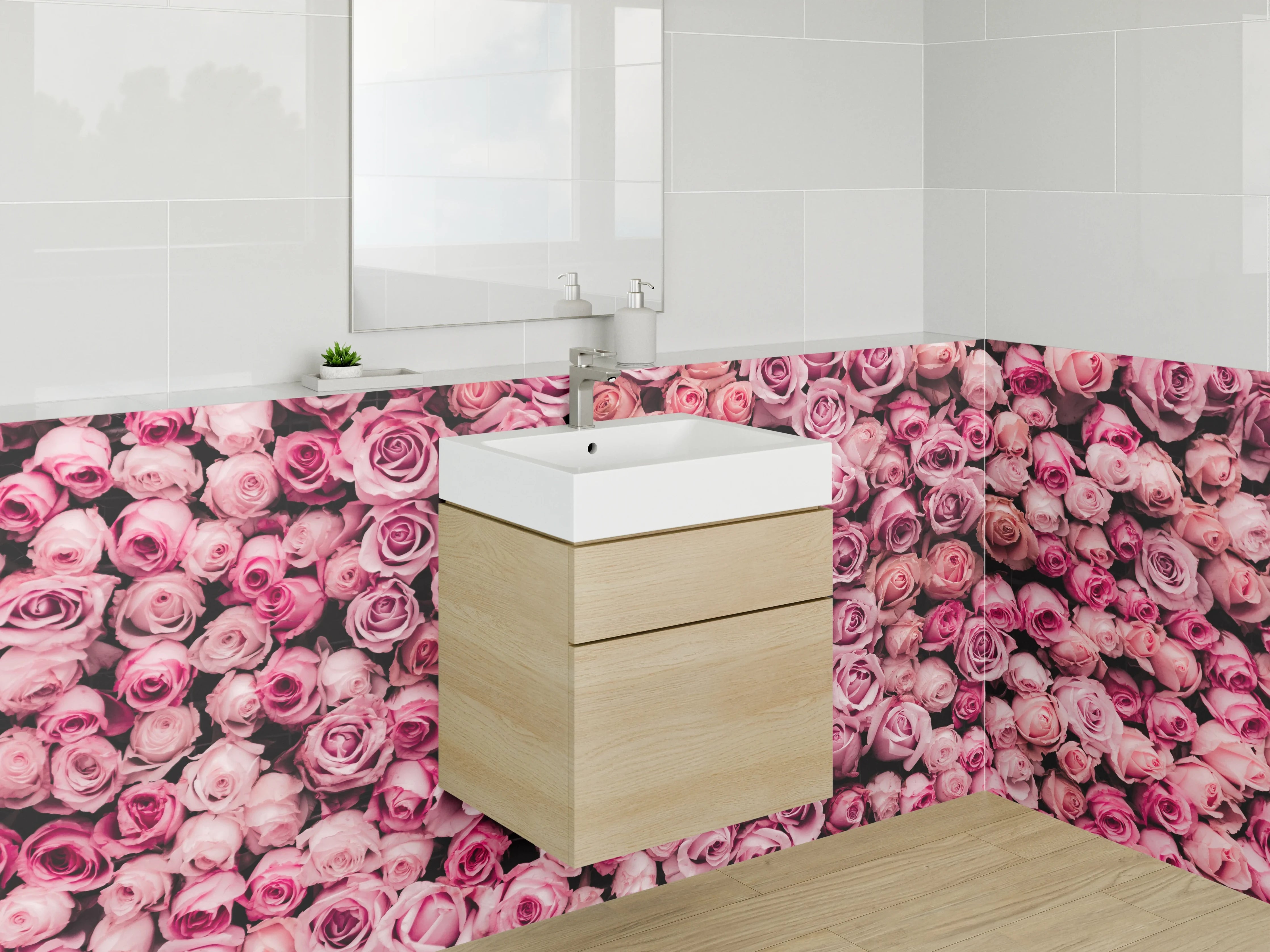Waschbecken-Rückwand - Rosenmeer Blumen Deko Fototapete