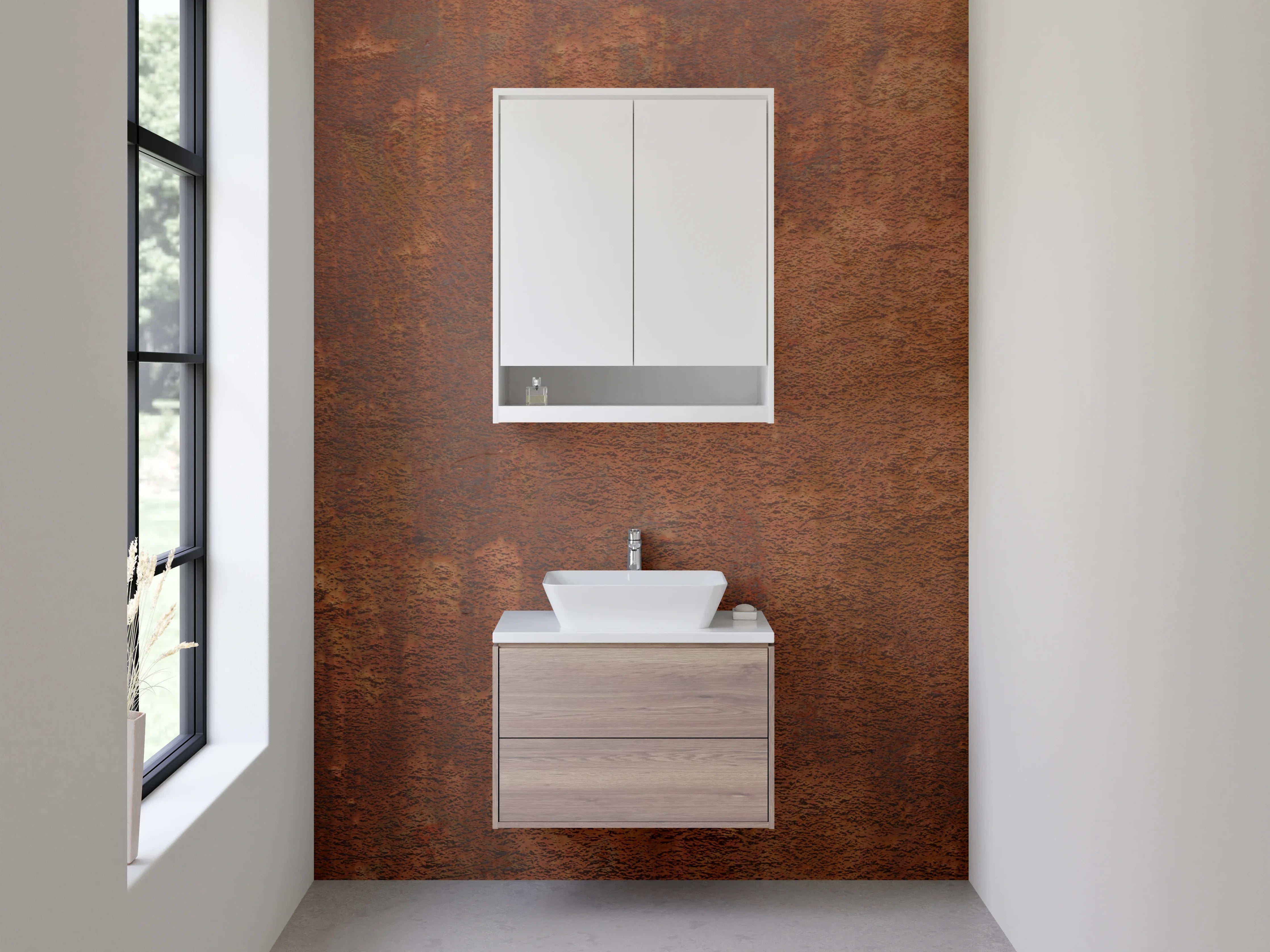 Waschbecken-Rückwand - Rostoptik Braun Industrial Look