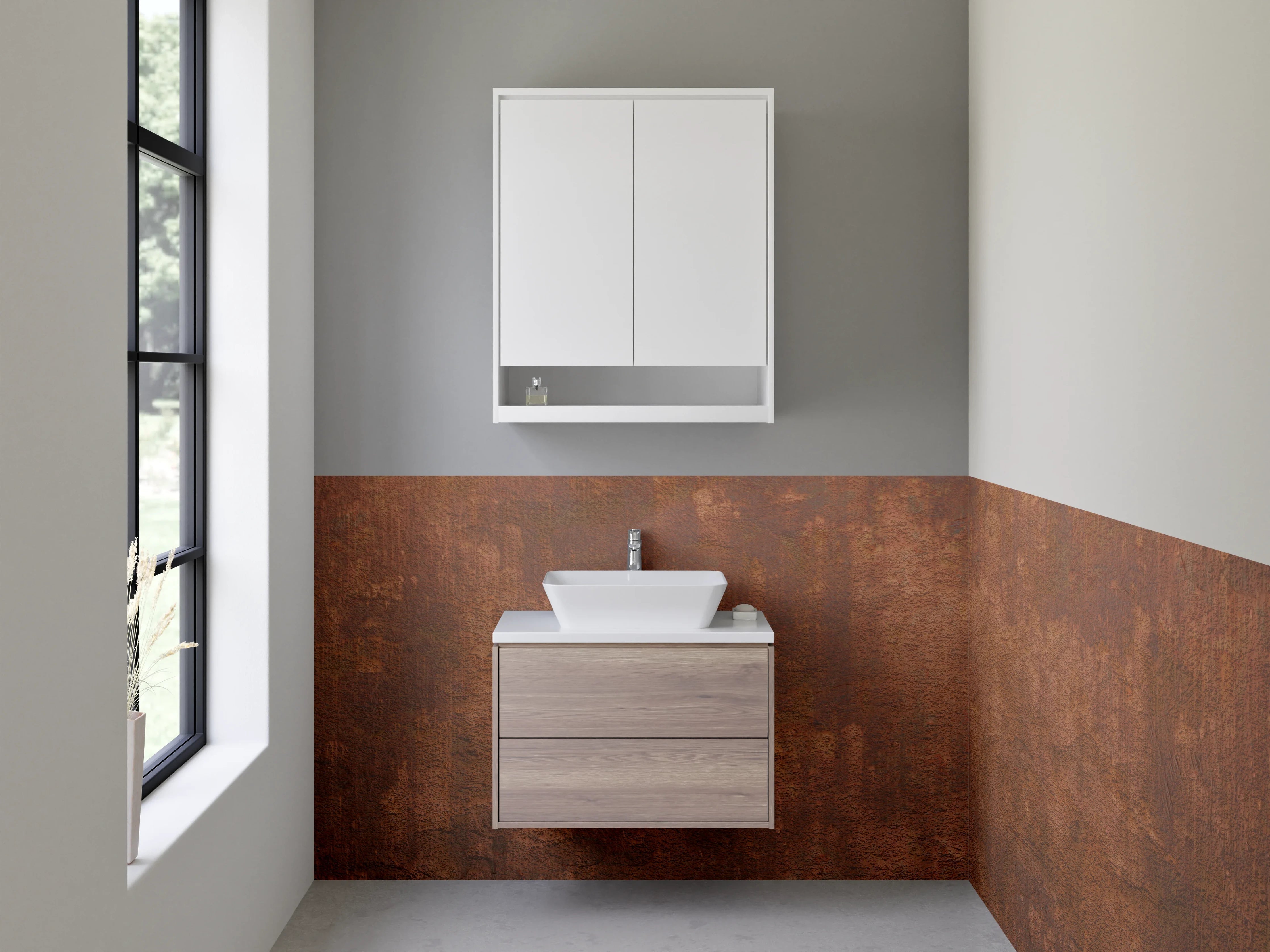 Waschbecken-Rückwand - Rostoptik Braun Industrial Look