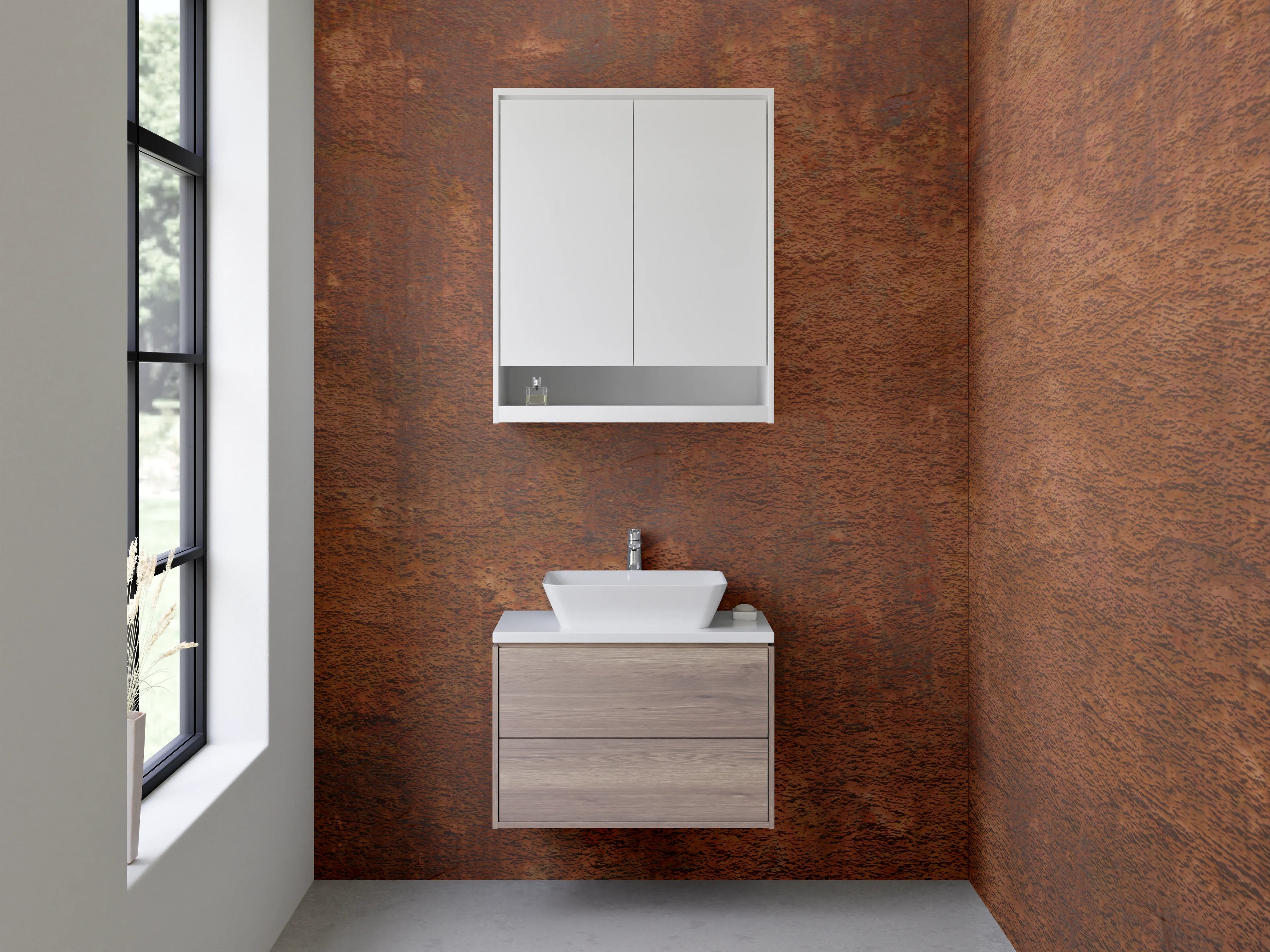 Waschbecken-Rückwand - Rostoptik Braun Industrial Look