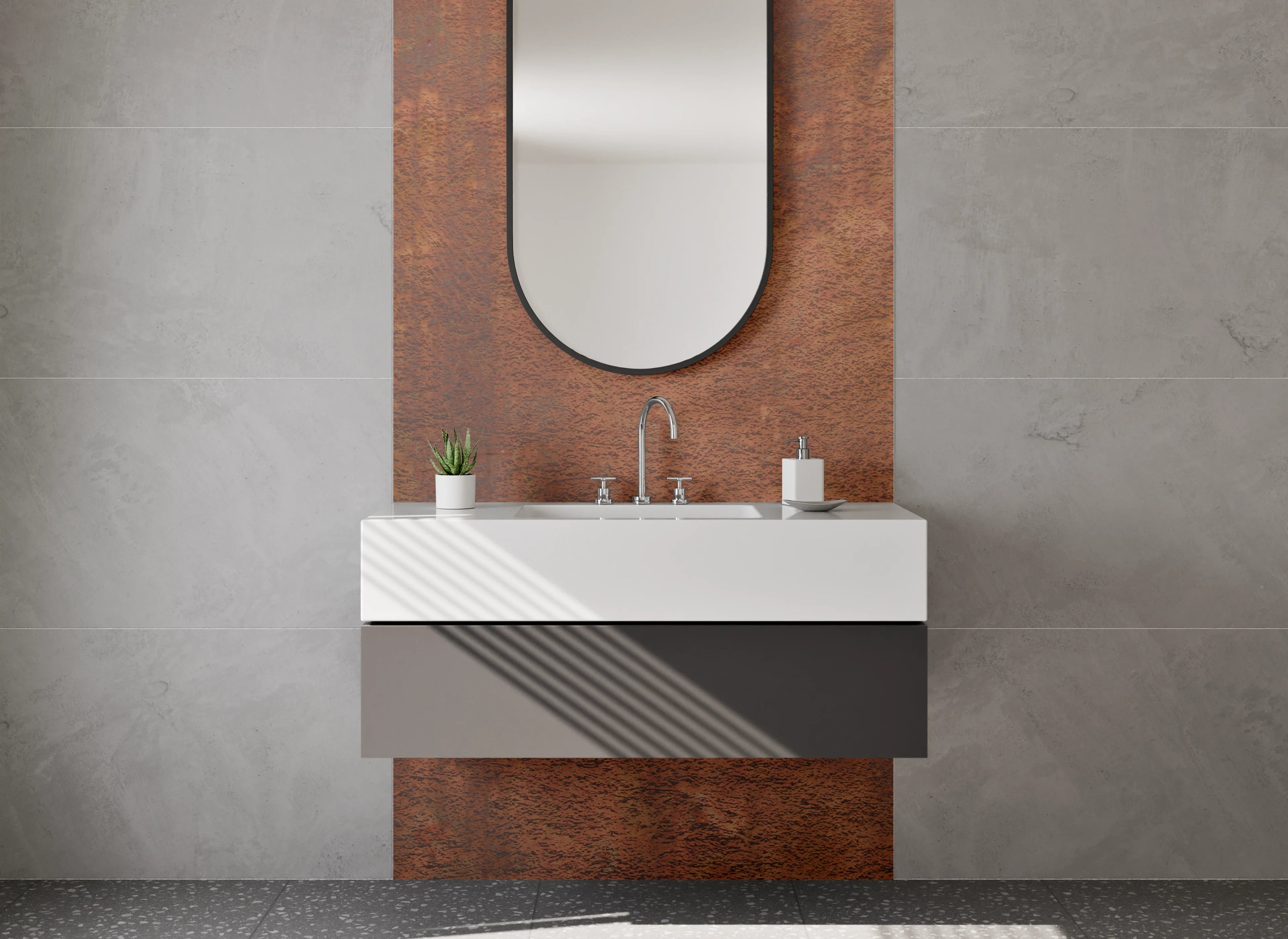 Waschbecken-Rückwand - Rostoptik Braun Industrial Look