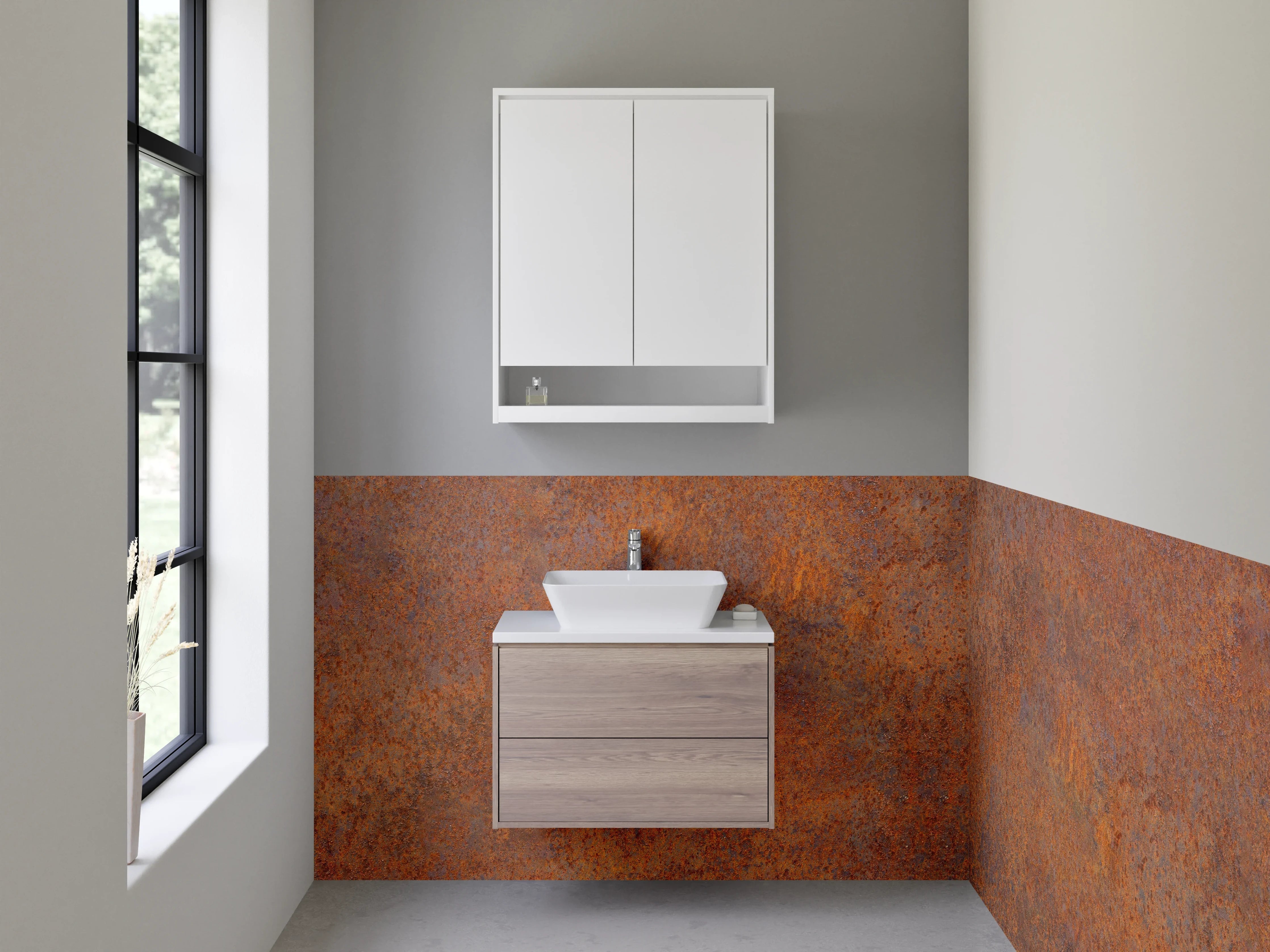 Waschbecken-Rückwand - Rostoptik Industrial Dekorplatte