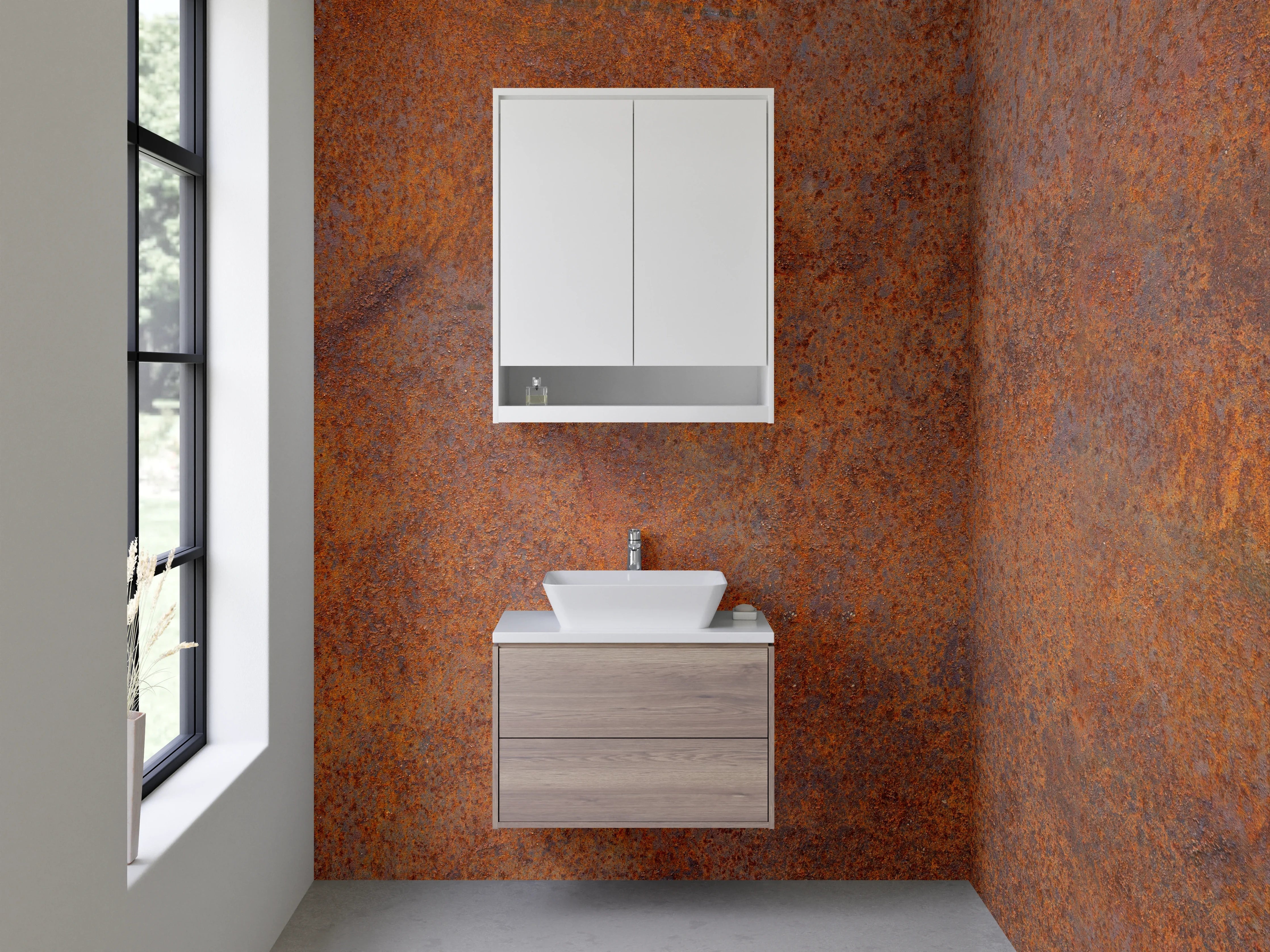 Waschbecken-Rückwand - Rostoptik Industrial Dekorplatte